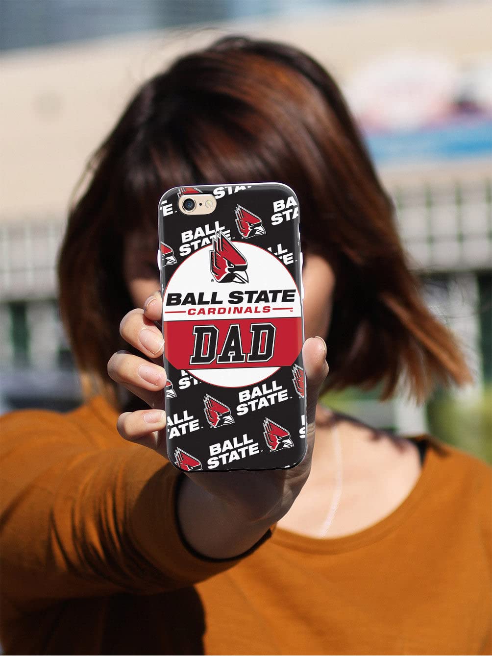3D Textured iPhone 15 Pro Max Case - Shockproof Rubber Bumper Cover with College Dad & Ball State Cardinals Design - Protective Phone Case for Apple iPhone 15 Pro Max - Perfect for School, Work, and Daily Use
