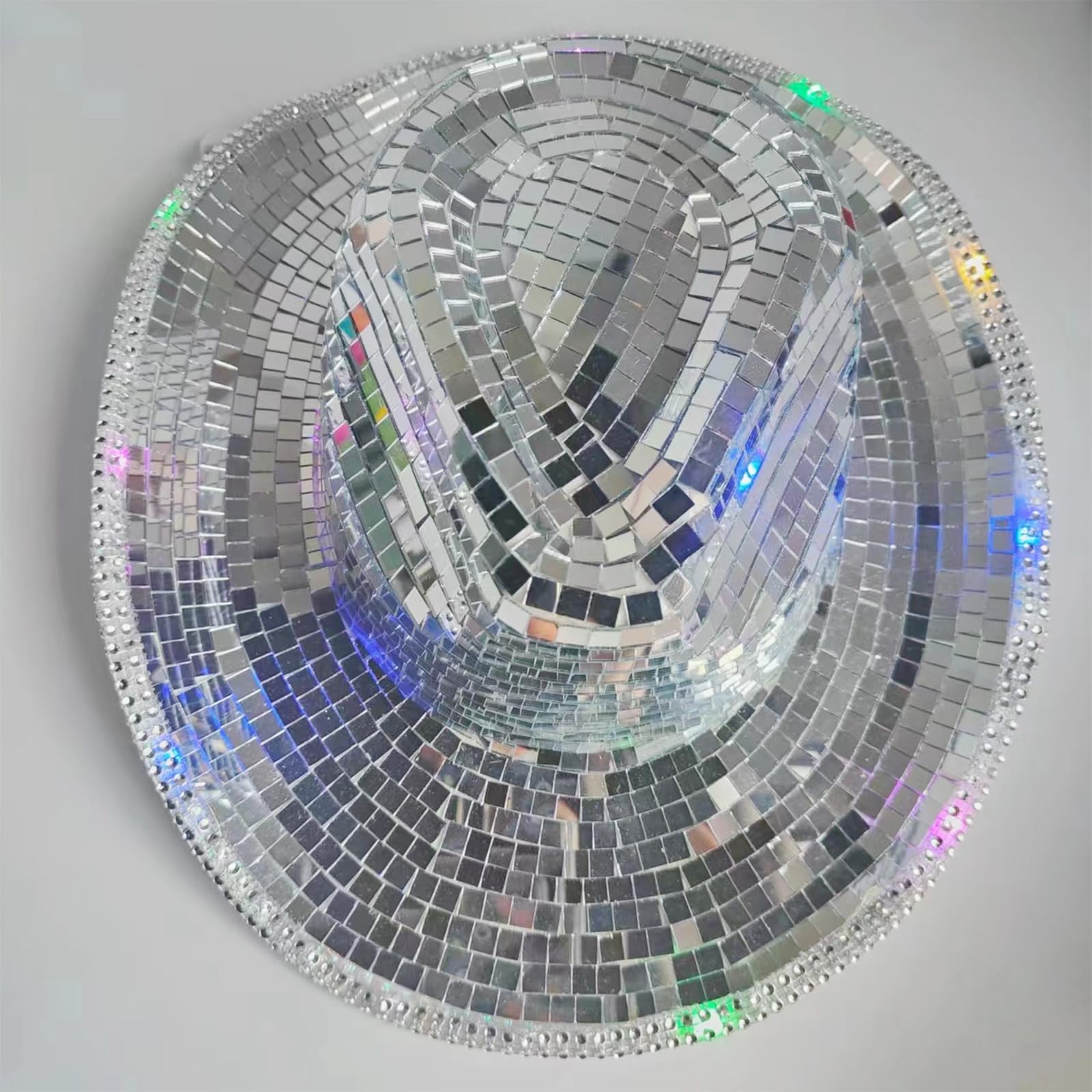 Disco Ball Cowboy Hat for Women & Men - Sparkly Glitter Space Cowgirl Hat with Mirror Ball Design - Perfect for Western Parties, Music Festivals, Raves and Costume Events