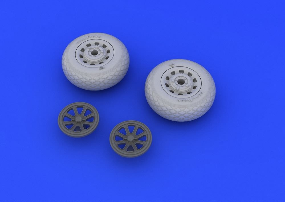 1.48 Scale Eduard Brassin P-51 Mustang Wheels - High Detail Aircraft Model Accessories for WWII Warbird Builders & Collectors - Perfect for Dioramas, Scale Models & Display Cases
