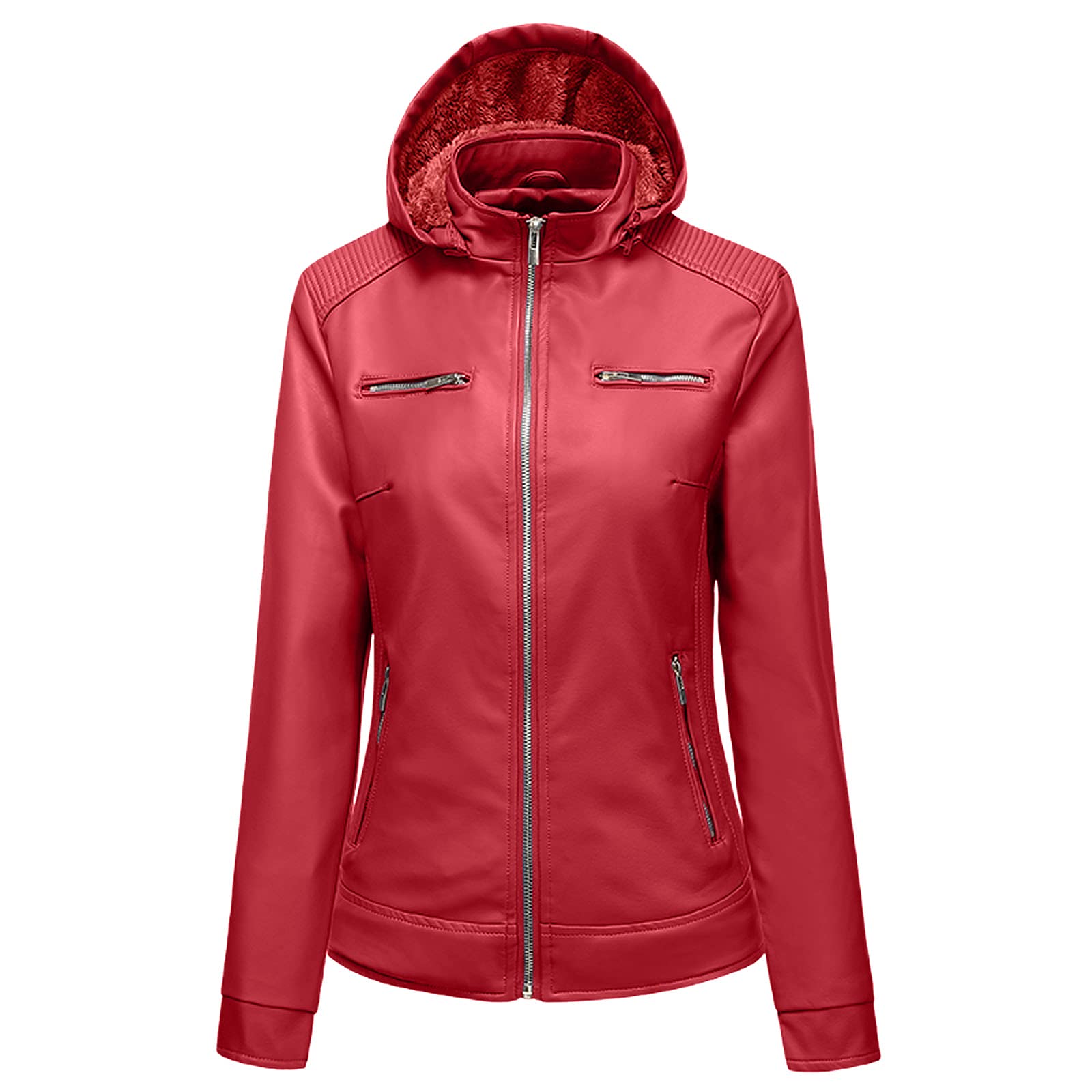 Stylish Women's Faux Leather Biker Jacket - Slim Fit Zip Up Moto Coat with Pockets | PU Textured Short Jacket for Casual Wear & Motorcycle Riding | Perfect for Date Night, Fall Layering & Street Style | Great for Office, Travel & Parties | Use for Urban Fashion, Autumn Photoshoots & Outdoor Adventures