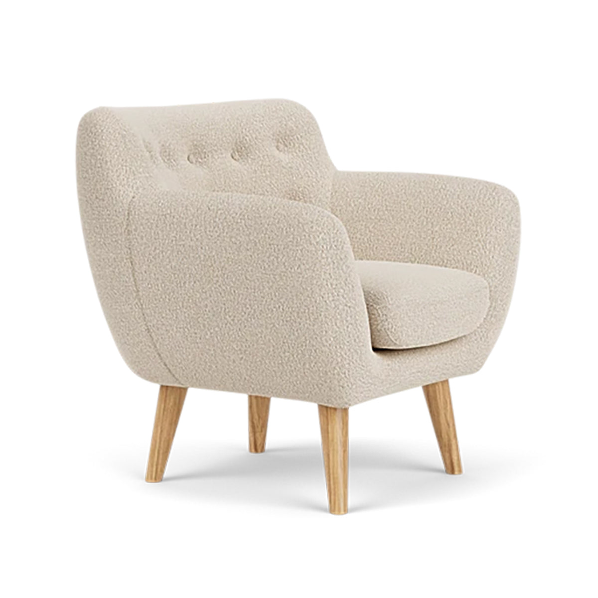Anne Boucle Armchair - Modern Velvet Upholstered Accent Chair for Living Room, Bedroom, or Office - Stylish & Comfortable Seating with Solid Wood Legs