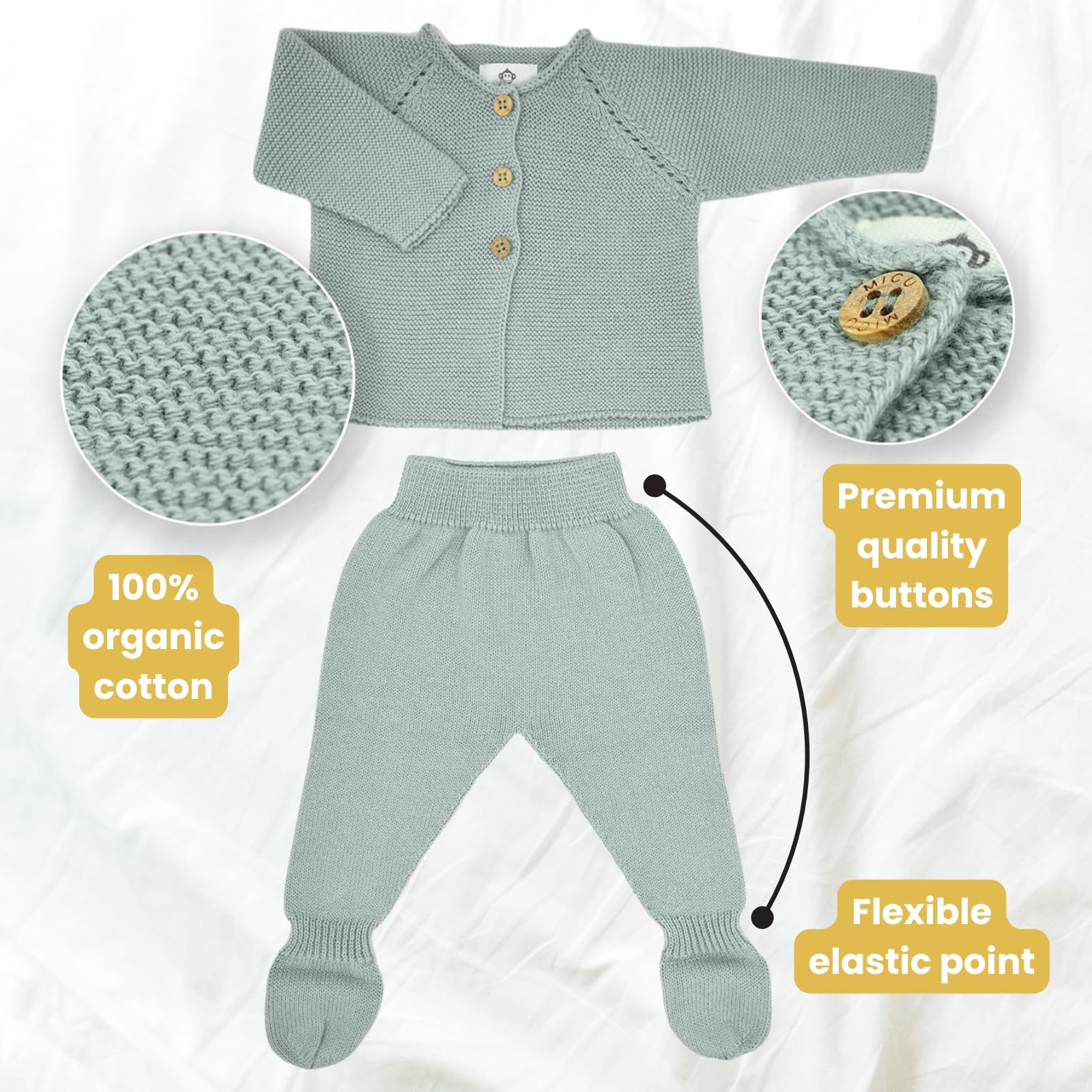 Organic Cotton Baby Clothes for Newborns - Soft, Breathable & Seamless Knit Outfits for Boys & Girls | Perfect for Everyday Wear, Photo Shoots & Gifts