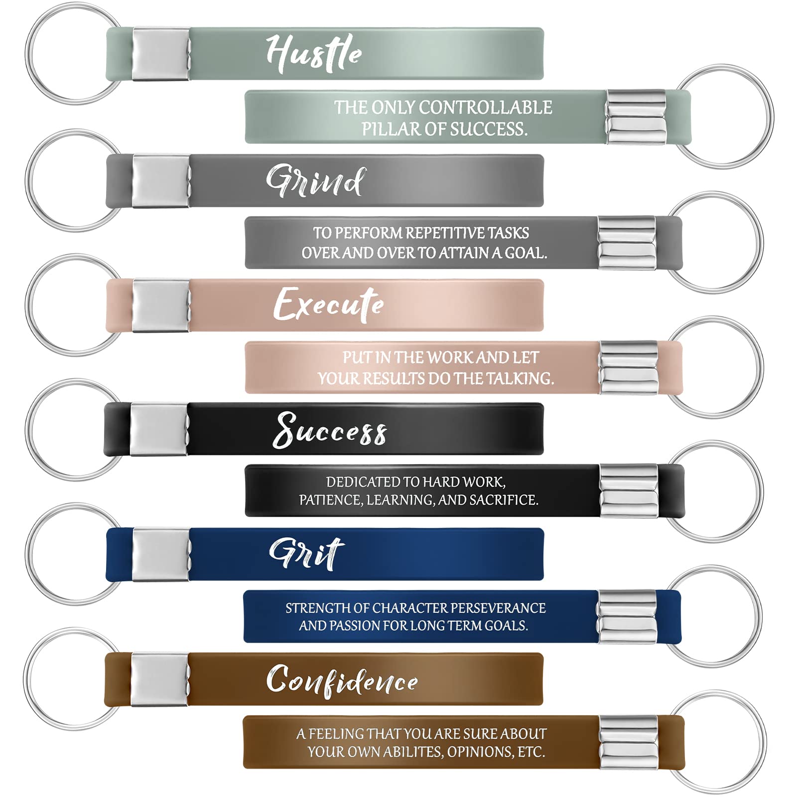 24 Pcs Motivational Keychains Set - Inspirational Quote Silicone Keyrings with Positive Words - Thoughtful Gift for Women & Men - Perfect for Office, School, Home & Car Decor