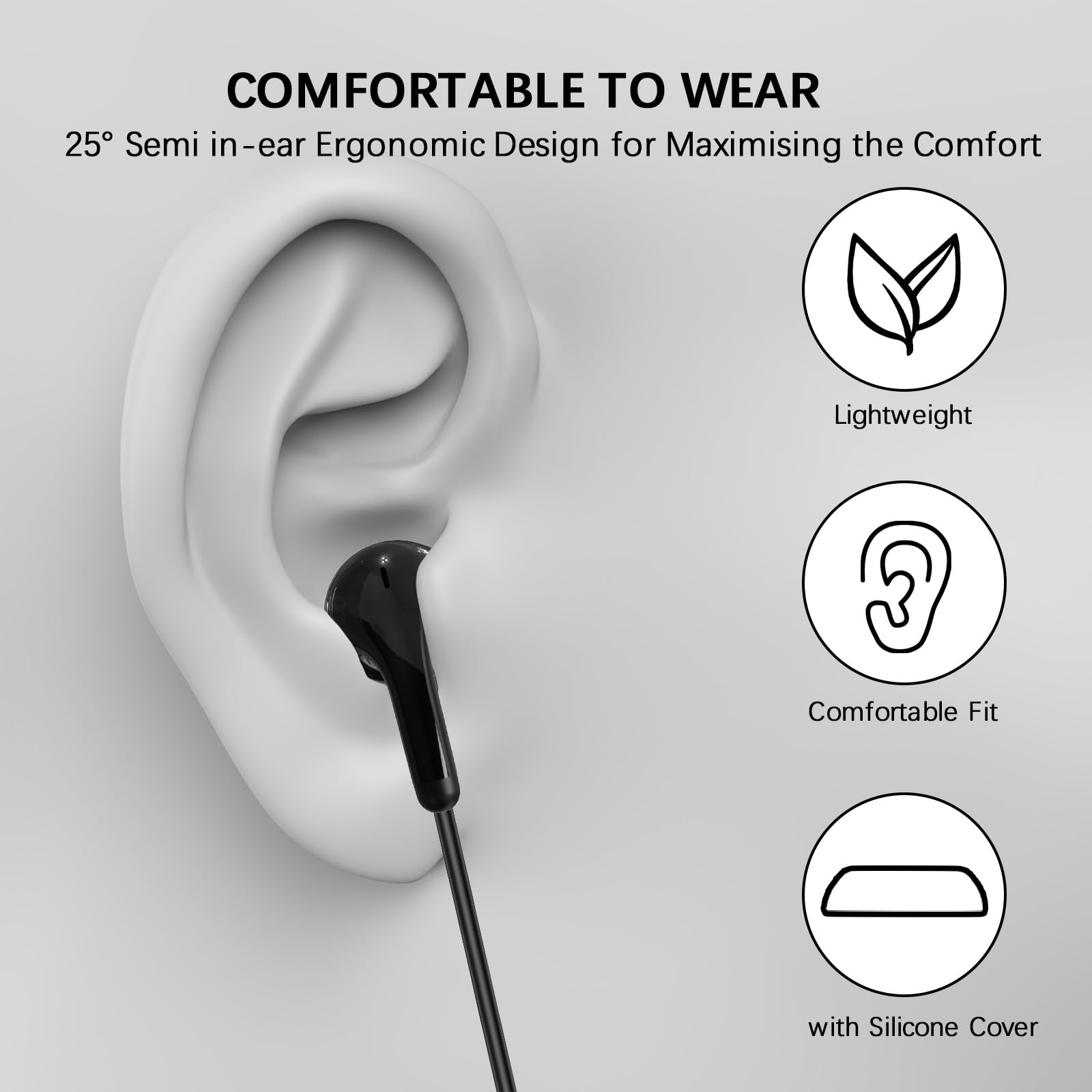 USB C Headphones with Microphone - HiFi Stereo Wired Earbuds for Samsung Galaxy S25 Ultra/S24/S23/S22+, iPhone 16/15 Pro Max, Pixel 9/8/7 - Magnetic Case Included | Perfect for Gaming, Workouts & Commuting