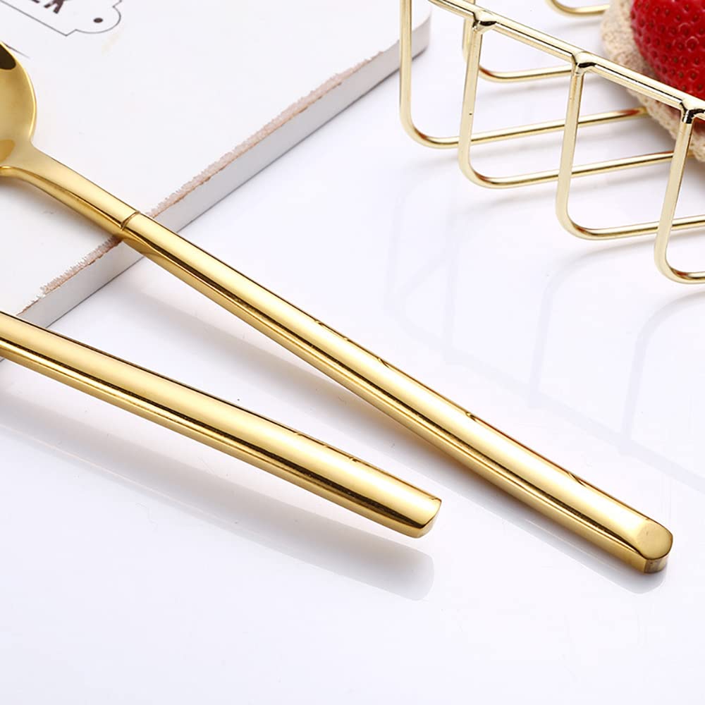 24-Piece Stainless Steel Flatware Set - Gold Silverware Cutlery for 6 Place Settings (Forks, Knives, Spoons) - Mirror Polished Tableware for Home, Kitchen, Hotel & Restaurant Use - Elegant Dining & Entertaining Essentials
