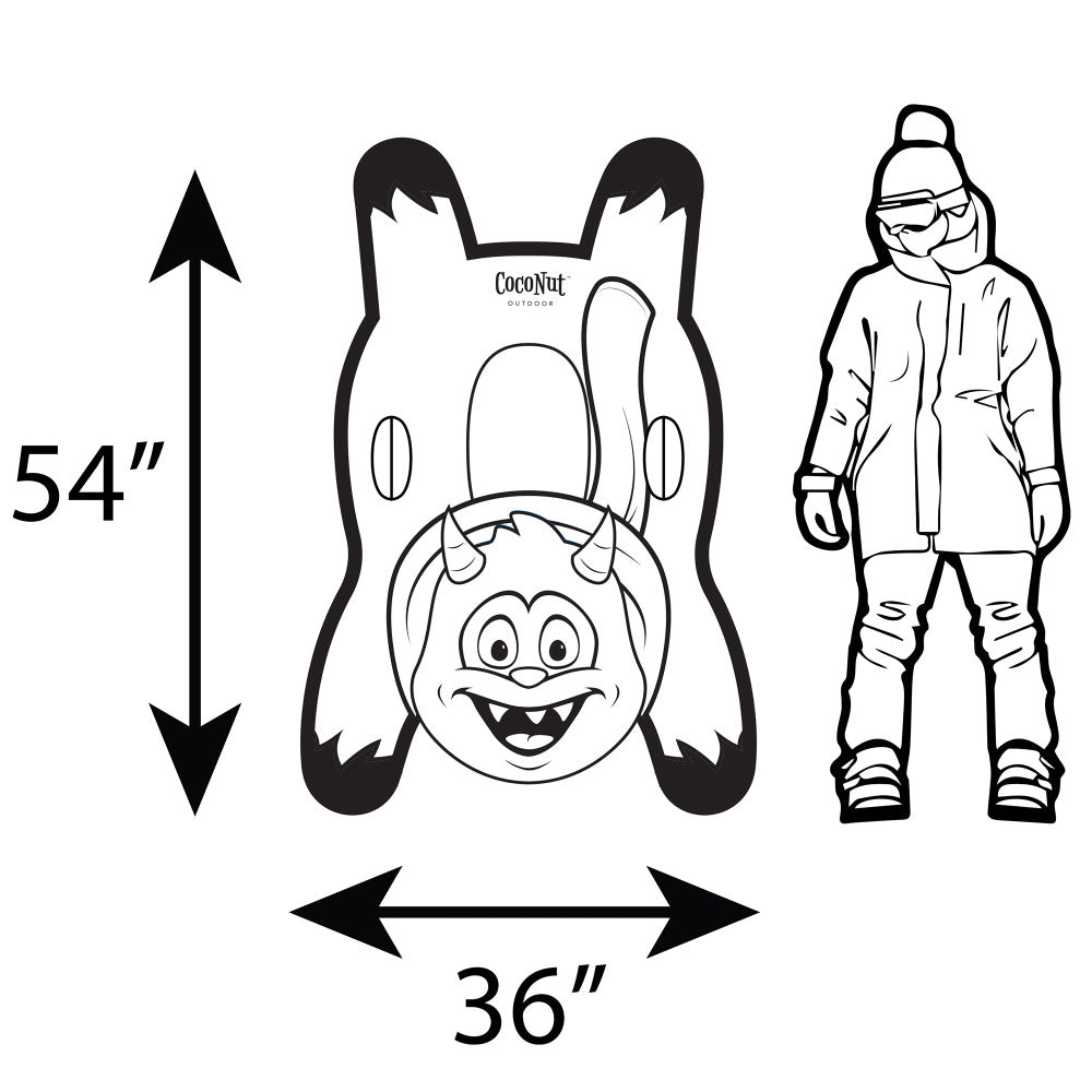 Premium Inflatable Snow Sled for Adults & Kids - 54x36 Inch CocoNut Outdoor Yeti Racer - Perfect for Winter Fun, Sledding, Snow Tubing & Backyard Sliding