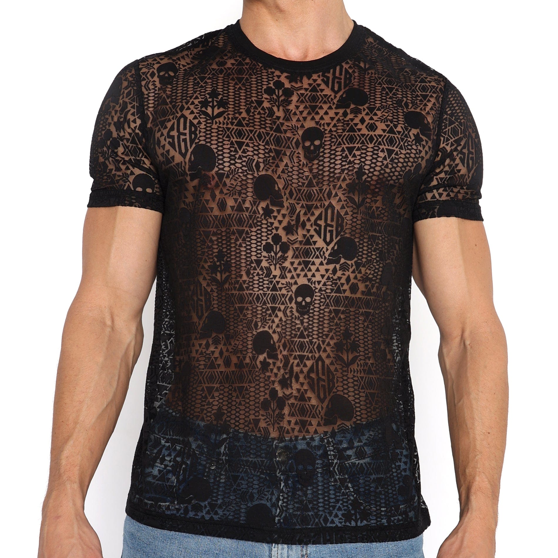 Skull & Bones Burnout Tee - Black Distressed Vintage T-Shirt for Men | Gothic Streetwear, Rock Band Merch | Perfect for Concerts, Halloween & Casual Outfits