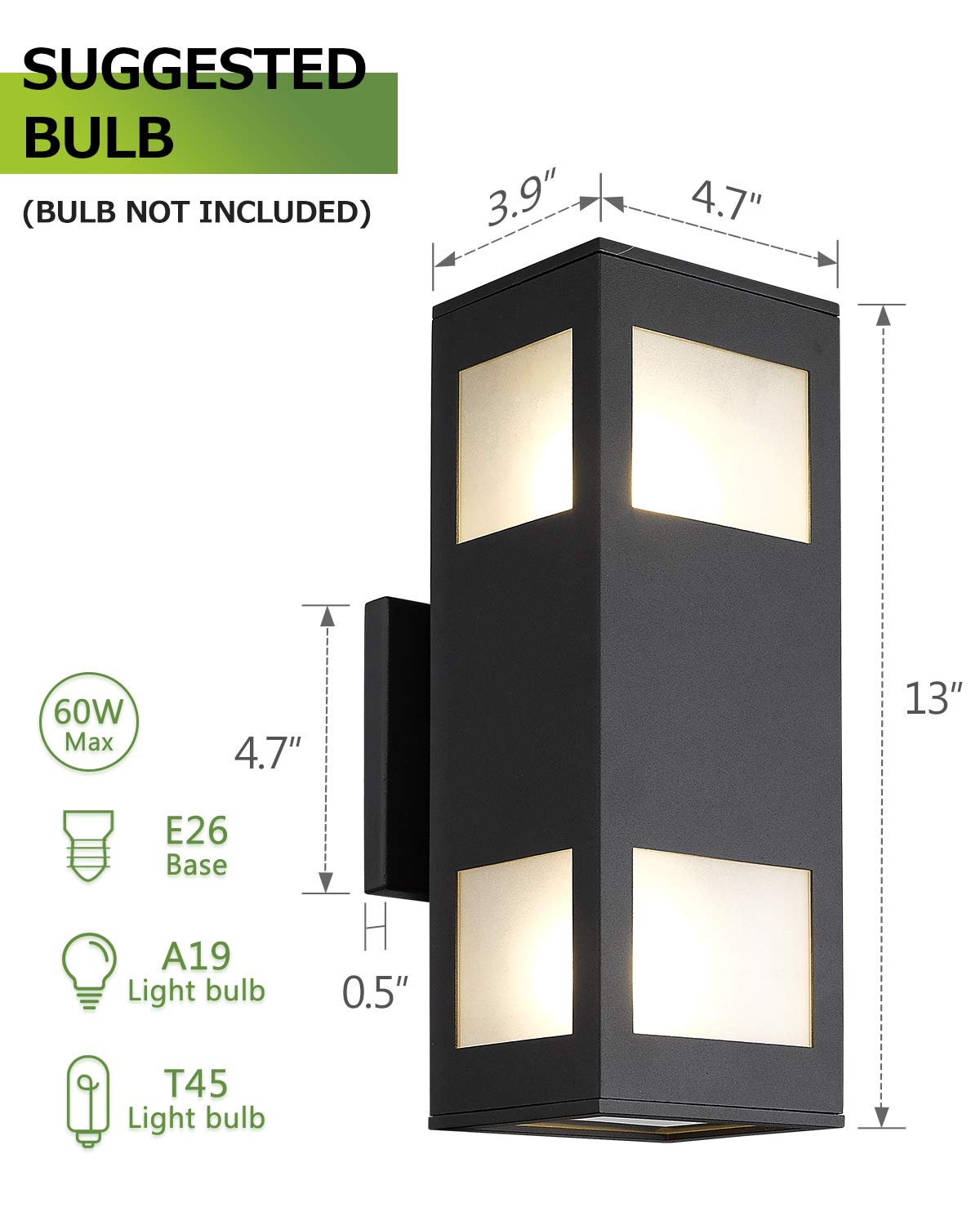 Harriet 3 Pack Modern Outdoor Wall Lights - Waterproof Aluminum Exterior Wall Sconces with Up-Down Lighting, Matte Black Finish - Perfect for Porch, Patio, Garden, and Entryway Lighting