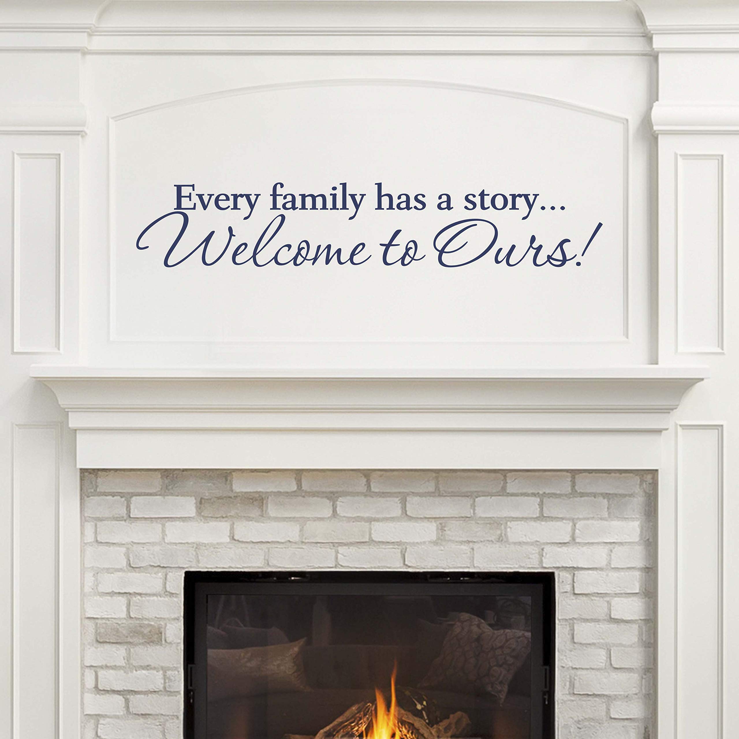 Vinyl Wall Decal Sticker - 'Every Family Has A Story Welcome to Ours' Quote | Family Home Decor | Welcome Sign for Living Room, Nursery & Entryway | 22x4 Inches in Dark Blue