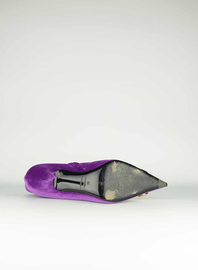 Balenciaga Purple Velvet Ankle Boots Women's Size 39 - Perfect for Evening Parties & Fall Fashion Outfits