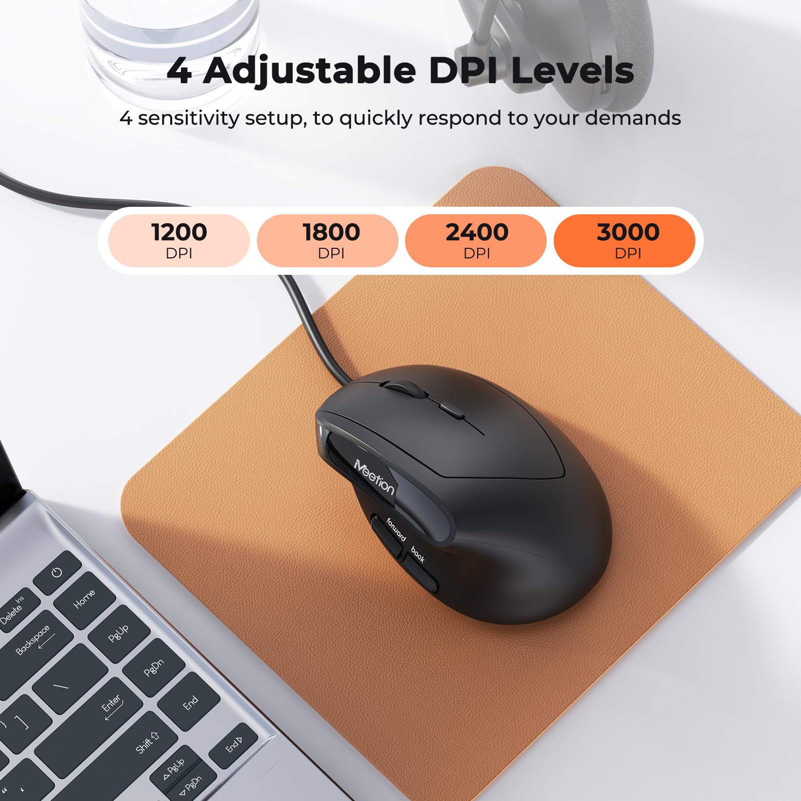 MEETION Ergonomic Wired Keyboard and Mouse Set - Split Design with Cushioned Wrist Rest & Vertical Mouse - Natural Typing for Windows/Mac - Perfect for Office, Gaming & Long Computer Work Sessions