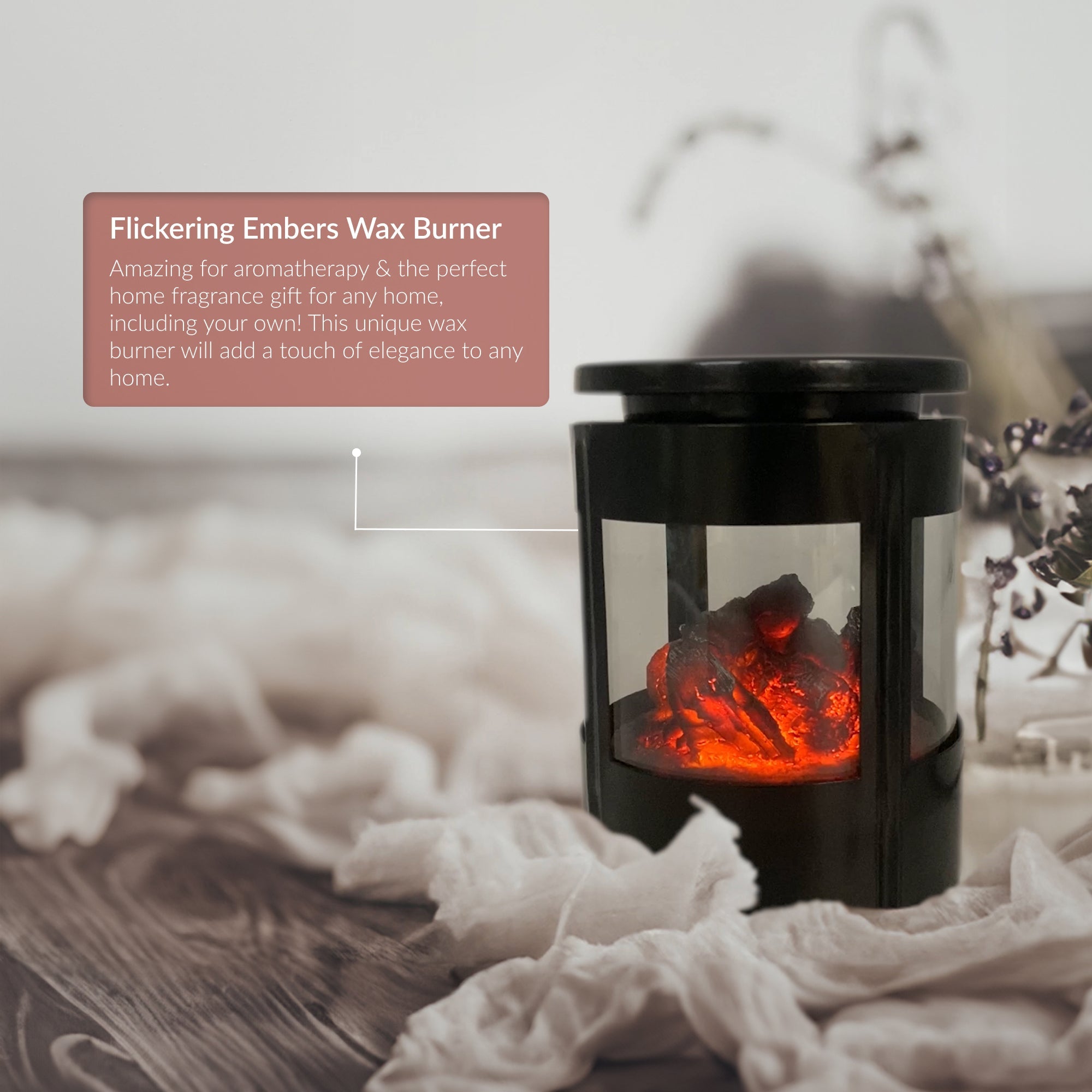 Cello Flickering Embers Electric Wax Melt Burner - Flameless Scented Wax Warmer for Home, Office & Spa Aromatherapy