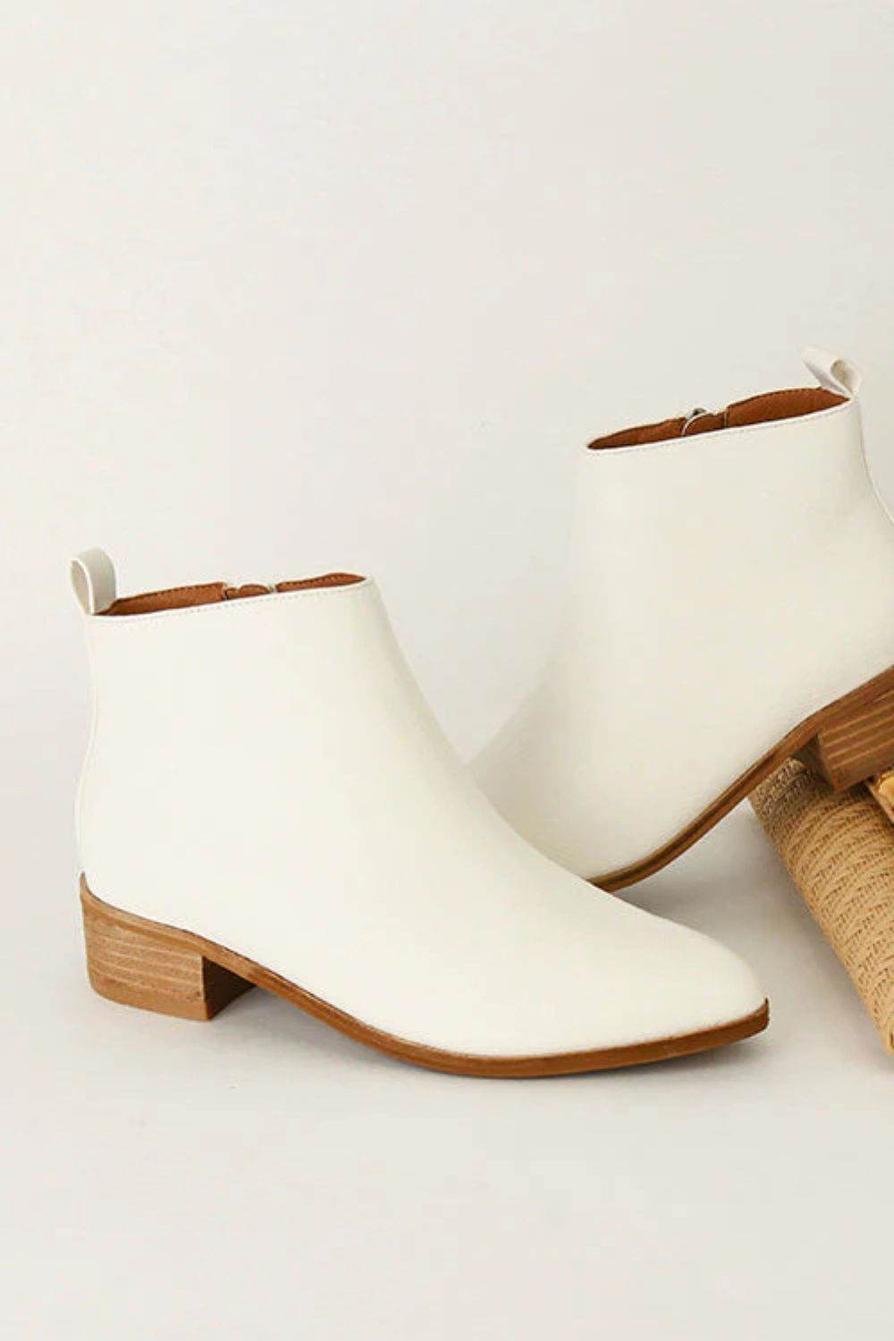 Beast Fashion Women's PU Leather Block Heel Ankle Boots - Comfortable Chunky Heel Shoes for Casual Outfits & Office Wear