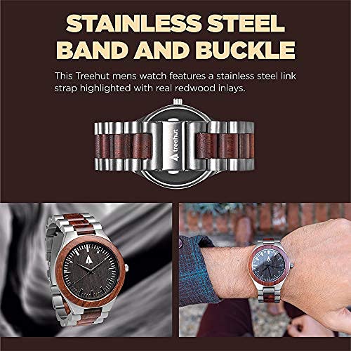Men's Wooden Watch - Japanese Quartz Analog with Stainless Steel Clasp - for Outdoor & Office