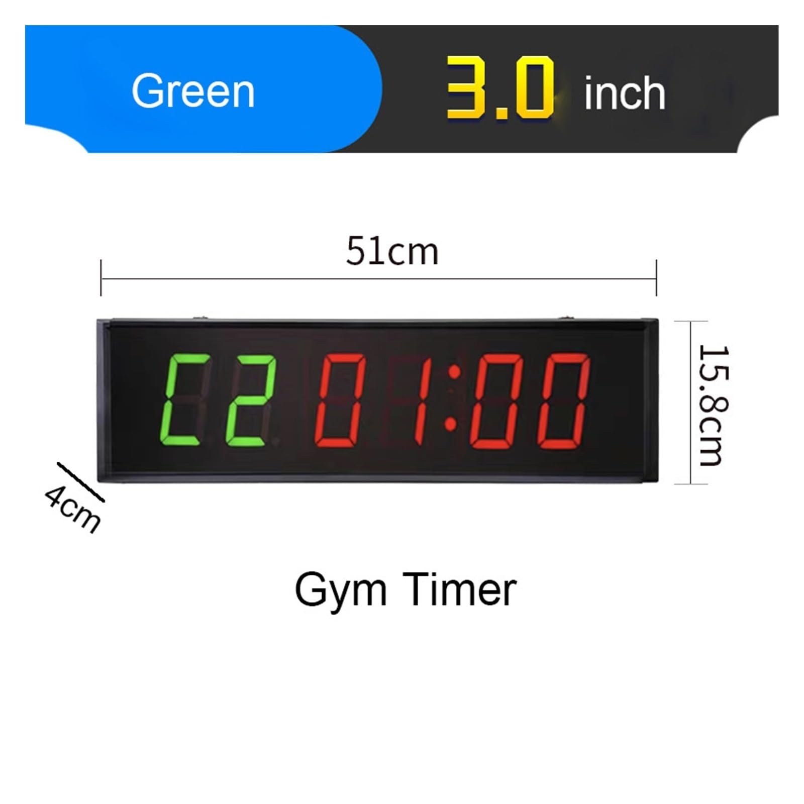 GeRRit 3 Inch Wall Mounted Programmable Countdown Timer - LED Gym Stopwatch Clock with Interval Function (Blue, 2.3 Inch) - Perfect for Workouts, Boxing, HIIT & Home Fitness Training