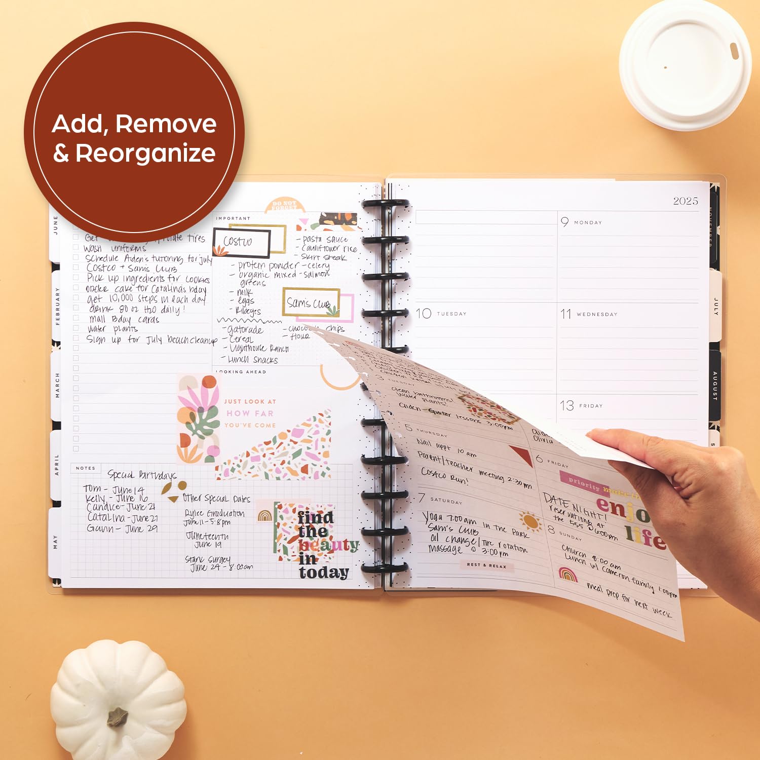 Happy Planner Sustainable Disc-Bound 12-Month Planner 2025 - Daily, Weekly & Monthly Layout, Classic Size (7