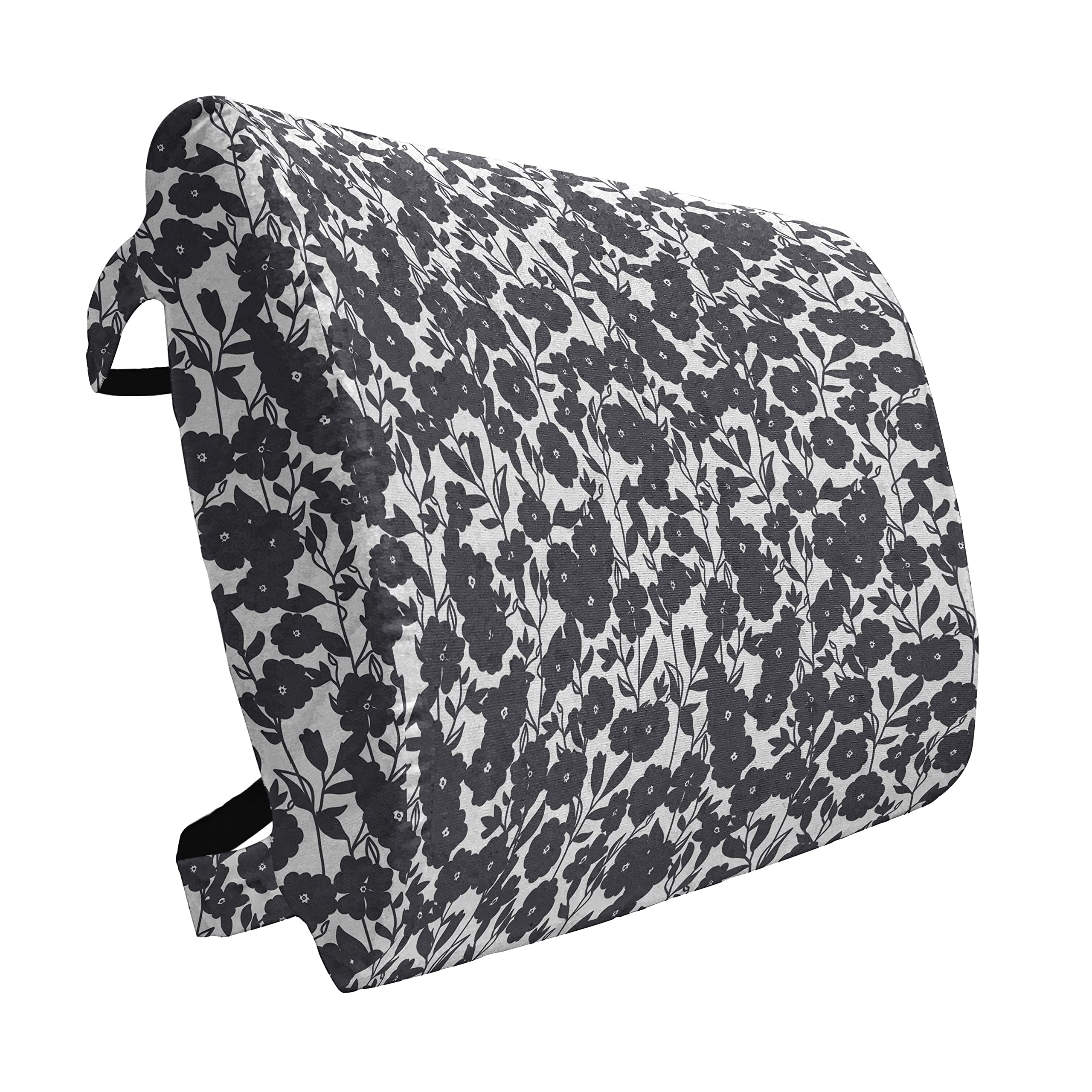 Ambesonne Floral Lumbar Support Pillow - Dark Charcoal Gardening Flowers Leaves Modern Print - High Density Foam for Office Chair & Car Seat - 14