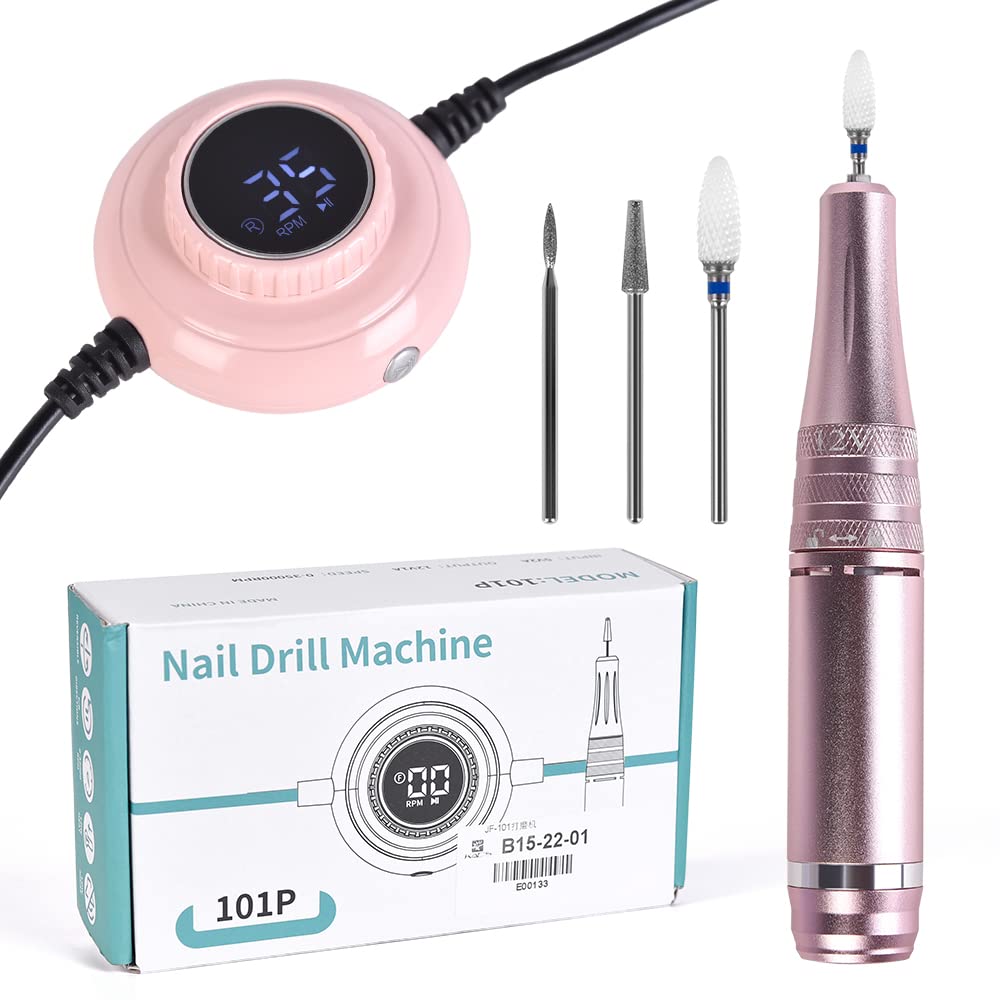 KADS 35000RPM Professional Electric Nail Drill Kit - USB Rechargeable Portable Manicure Machine with LCD Screen, Ceramic Nail Drill Bits & Nail Gel Polisher Pen for Home & Salon Nail Care