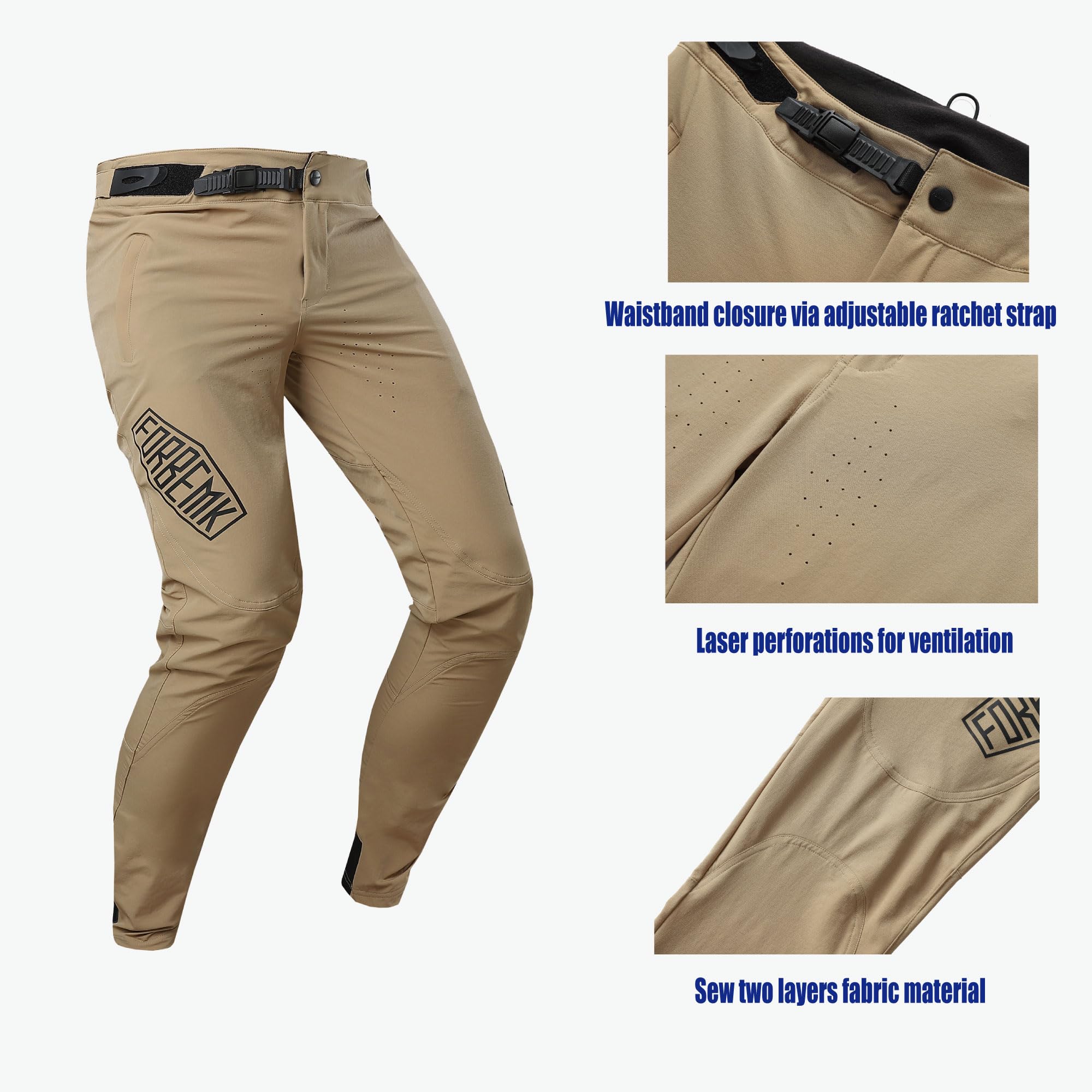 FORBEMK Men's Mountain Bike Pants - Quick-Dry Lightweight Breathable MTB Cycling Pants for Downhill & BMX Riding - Perfect for Trail Adventures & Outdoor Sports