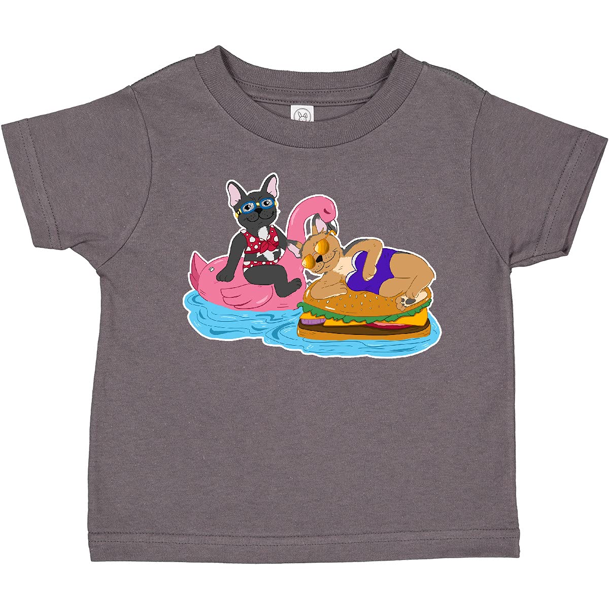 Cute French Bulldogs Toddler T-Shirt for Summer Pool Floaties - Fun Swimwear for Kids & Beach Vacation Outfits
