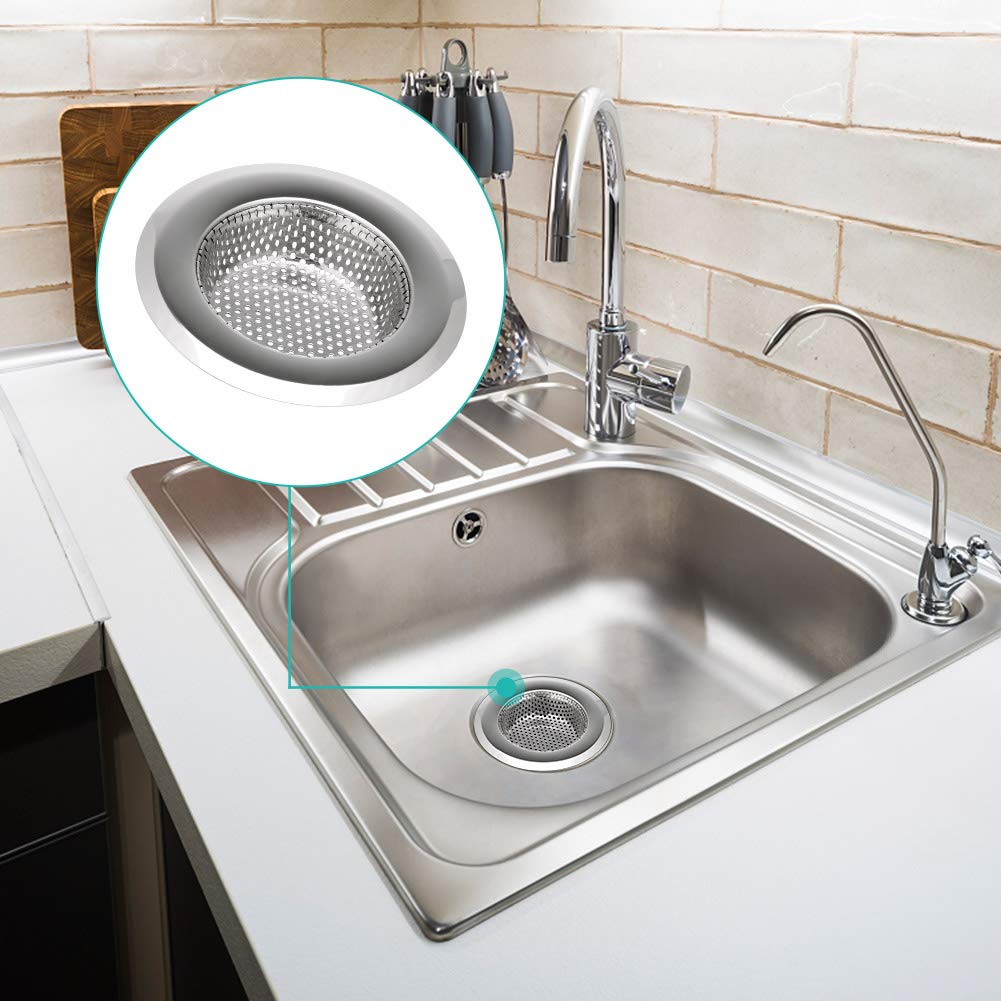 Stainless Steel Kitchen Sink Drain Strainer - 2 Pack Anti-Clog Sink Stopper for 3.5