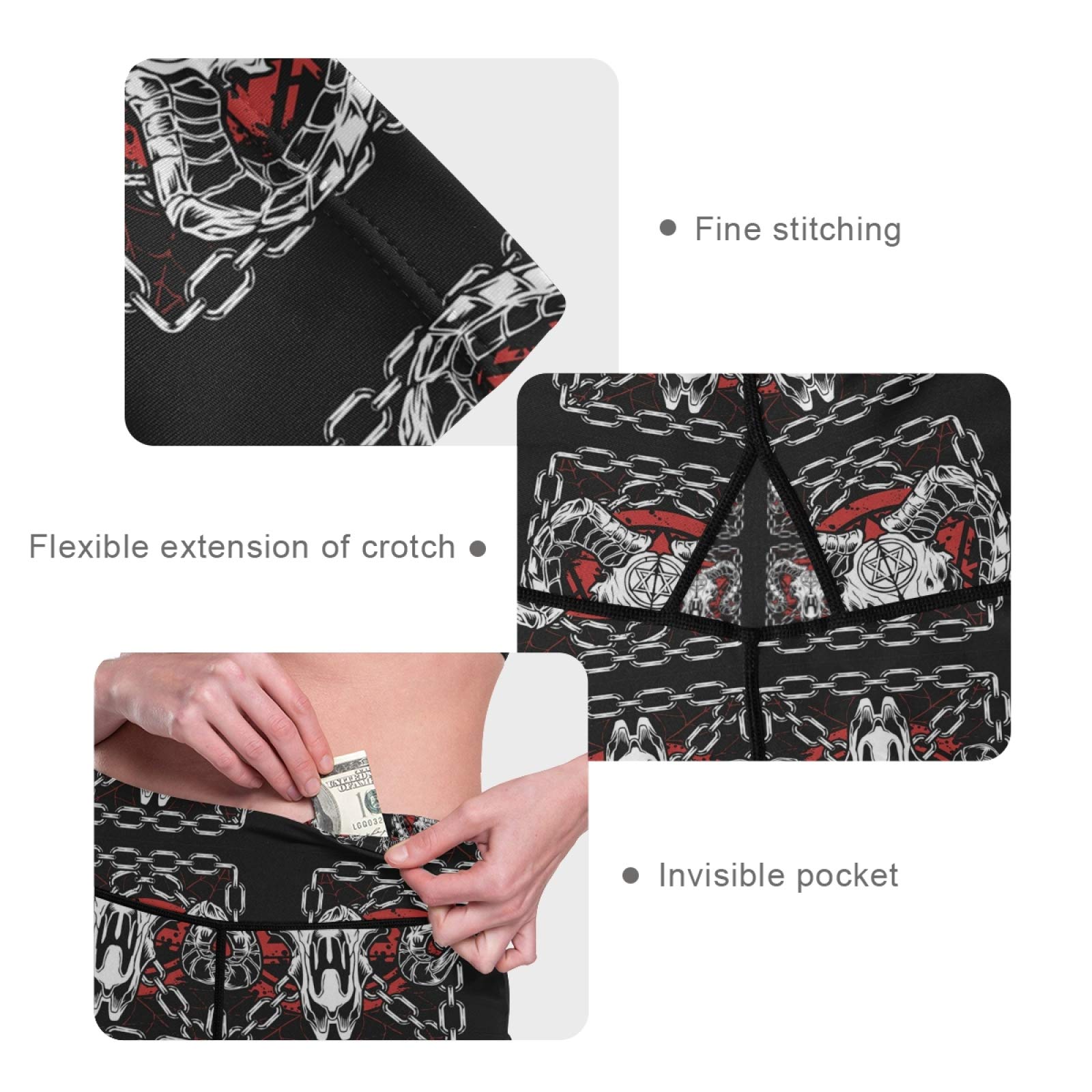 Devil Bull Skull Yoga Pants - High Waist Tummy Control Leggings for Women, Workout & Running