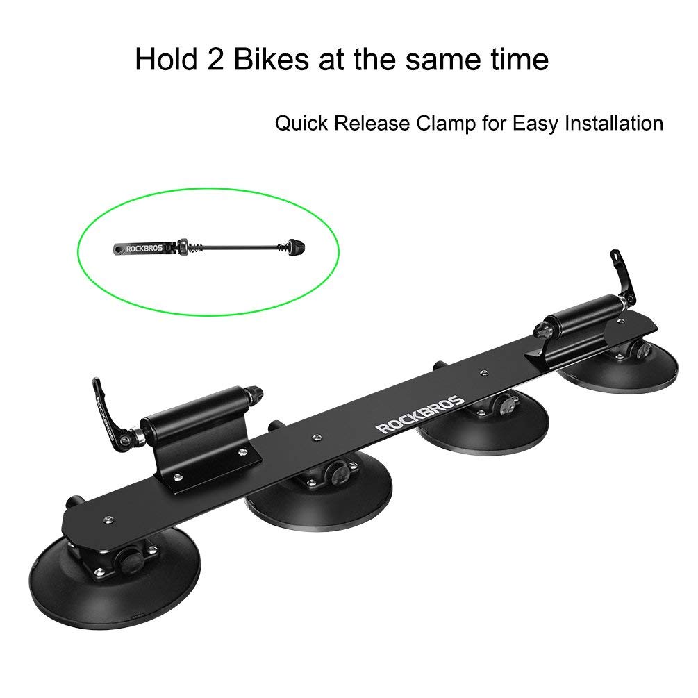 **ROCKBROS Aluminum Alloy Suction Cup Bike Rack for Car Roof – Quick Release Bike Carrier Holds 2 Bikes – Perfect for Road Trips, Camping & Outdoor Adventures**