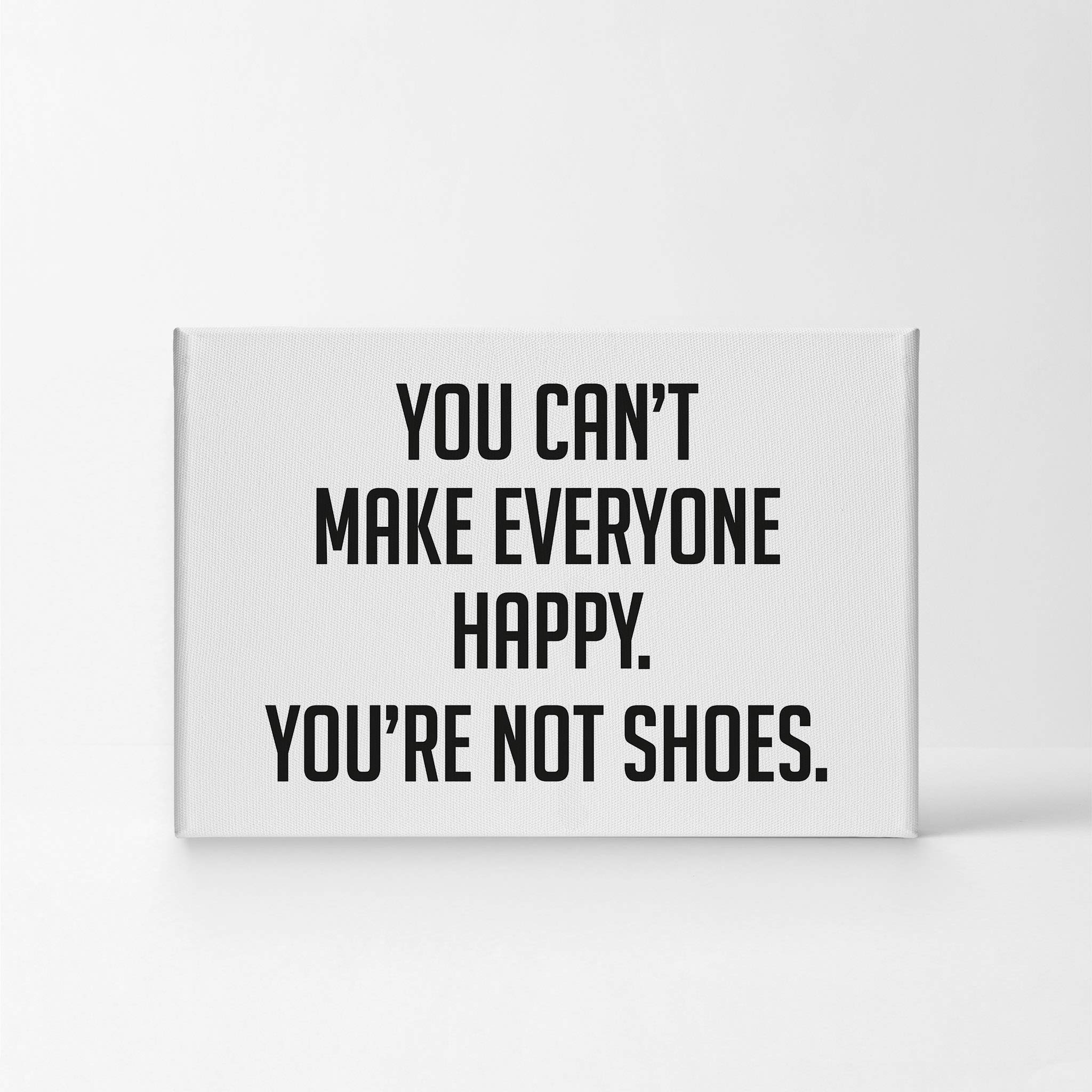 Smile Art Design 'You Can’t Make Everyone Happy You’re Not Shoes' Black and White Quote Canvas Print - Glam Fashion Wall Art for Girls Room, Women's Dorm, Bedroom & Living Room Decor - Ready to Hang 30x40 Inches - Perfect for Inspirational Home & Office Spaces