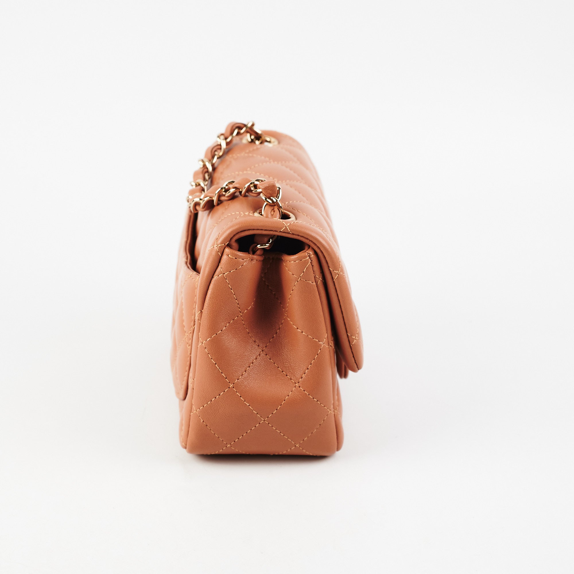 Chanel 21P Quilted Mini Square Bag in Caramel - Luxury Crossbody Purse for Women, Perfect for Date Night & Evening Events
