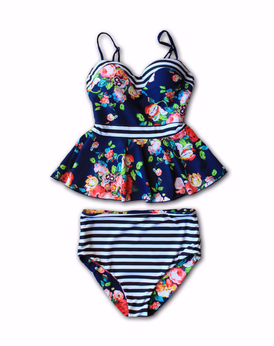 Breanne Floral Peplum Swimsuit - Women's Ruffled Bathing Suit | Beach & Pool Wear | Perfect for Summer Vacations