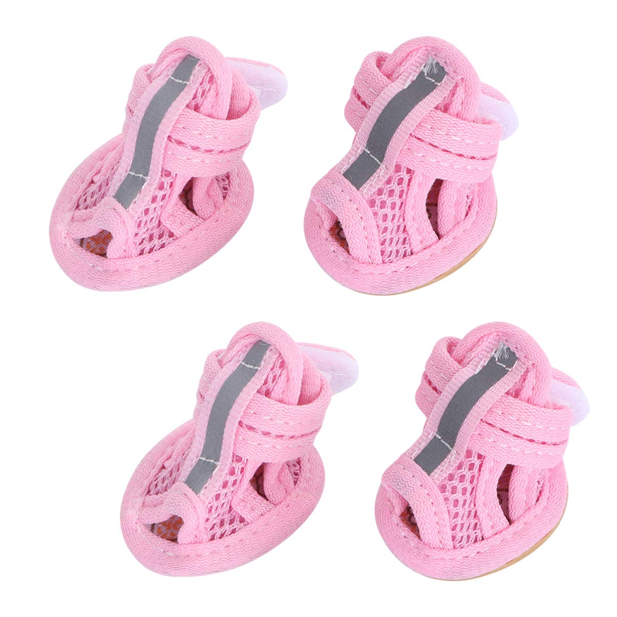Balacoo Dog Mesh Sandals - 4pcs Breathable Anti-Slip Summer Dog Boots for Small Medium Dogs | Comfortable Pet Shoes for Walking, Hiking & Outdoor Adventures (Pink, Size 2)
