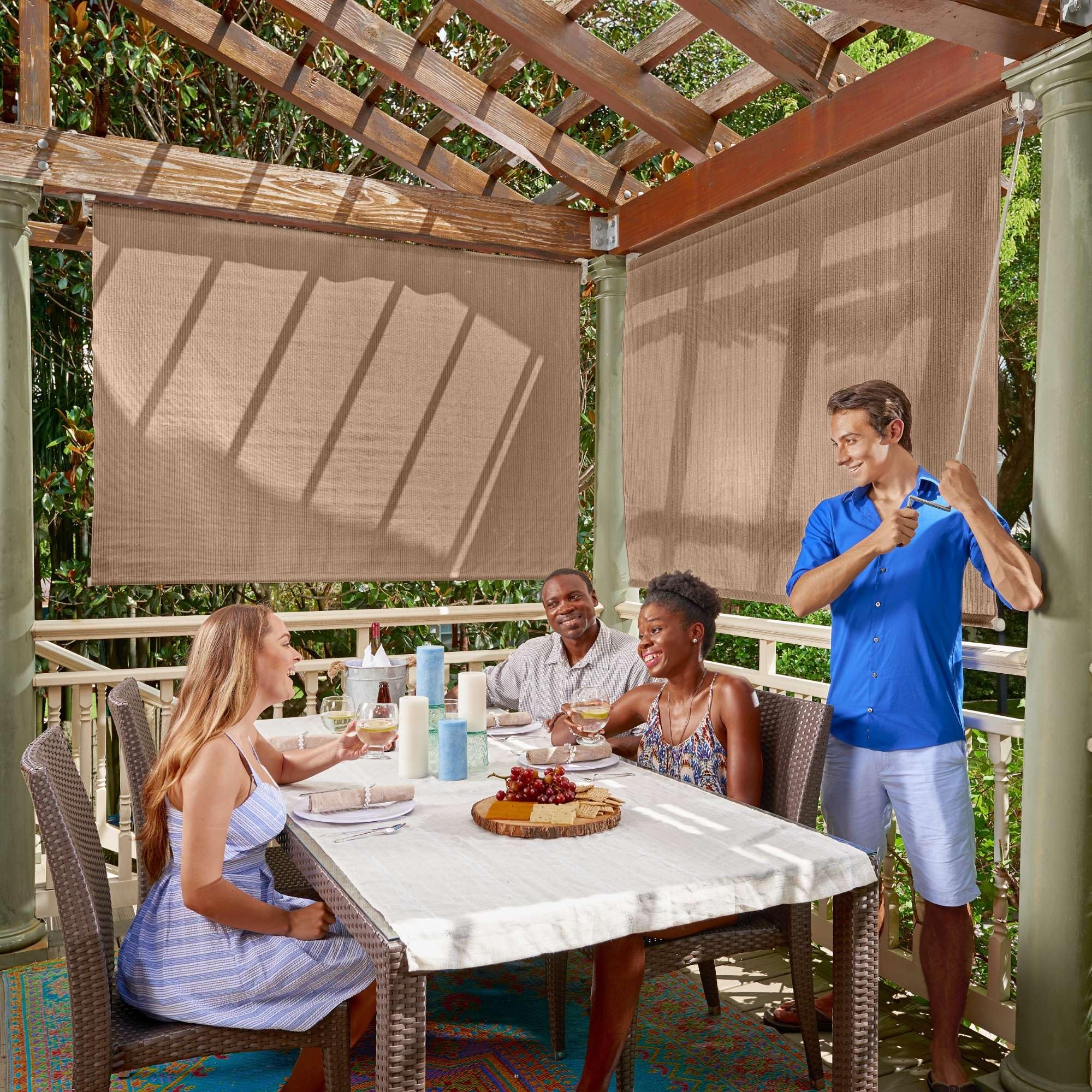 Coolaroo Cordless Outdoor Roller Shade - UV Protection Sun Blocking Window Cover for Patio, Deck & Garden - Easy Installation & Durable Fabric