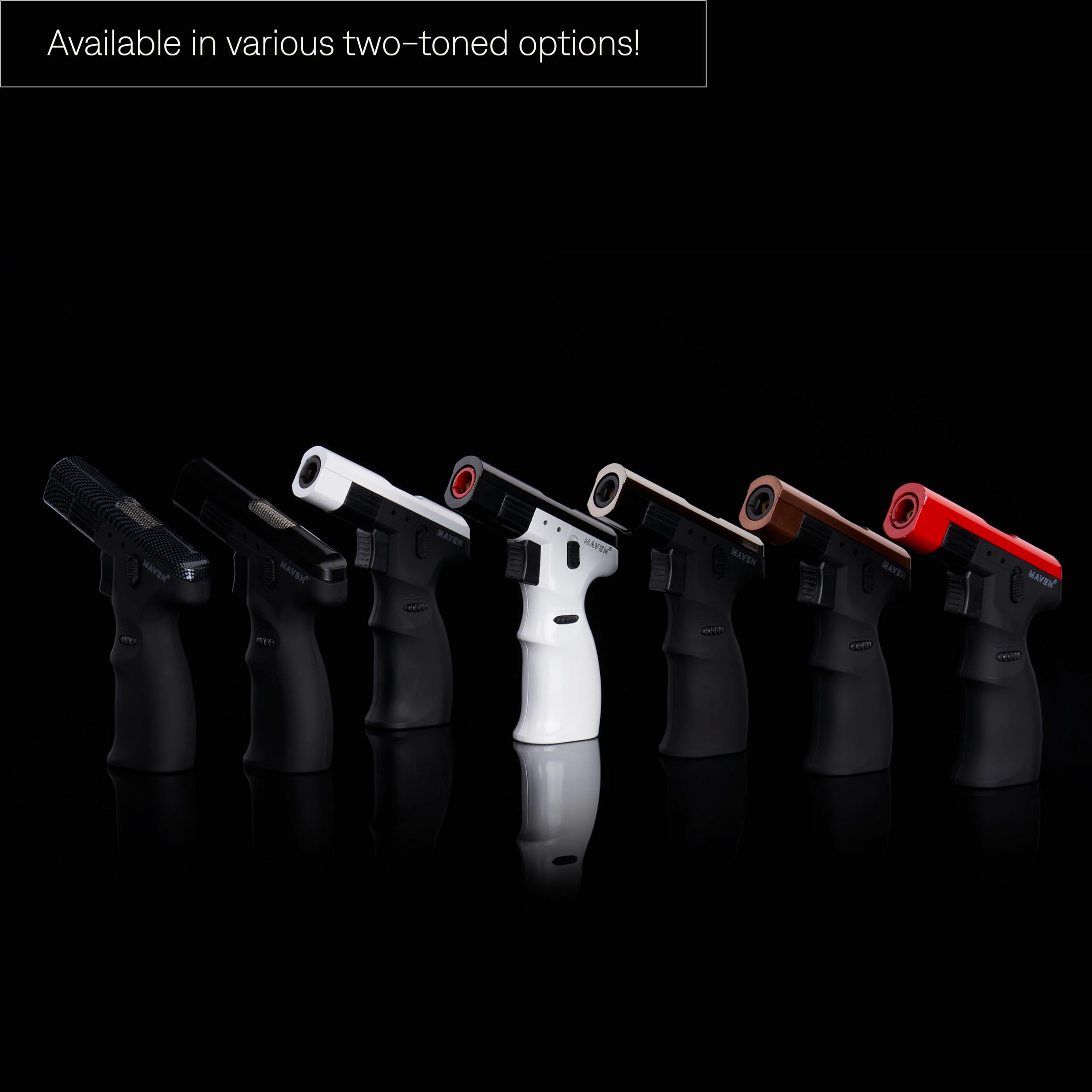 Maven Model K Refillable Butane Torch Lighter - Single Jet Windproof Adjustable Flame with Safety Lock for Cigars, Cooking, Soldering & Outdoor Use (Gunmetal, Butane Not Included)