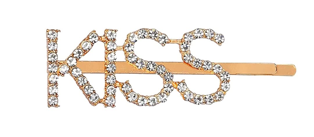 Elegant Crystal Letter Hair Clips for Women & Girls - Gold Kiss Design Hairpins, Trendy Hair Accessories for Parties, Weddings & Everyday Wear