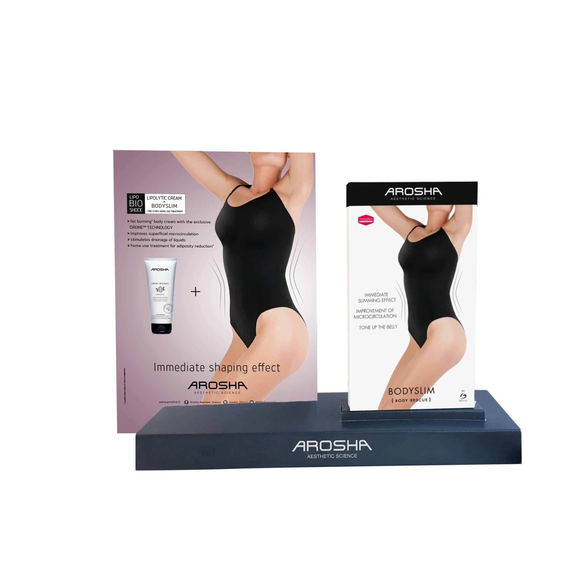 Arosha Counter Display Bodyslim & Body Rescue Lipolytic Gel for Weight Loss - Medium/Large Size | Perfect for Spa, Salon & Home Use