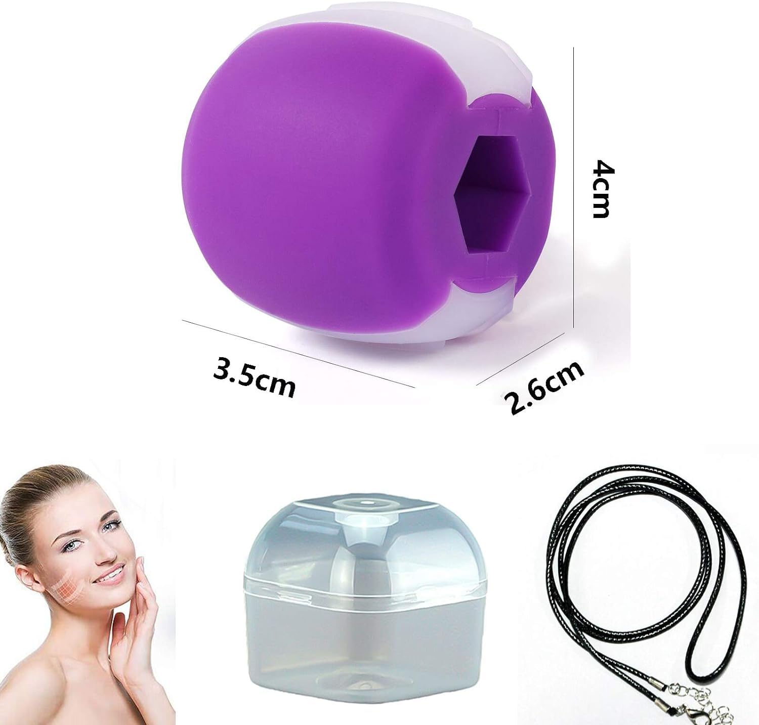 Jawline Exerciser for Face & Neck - Define Jawline, Slim Face, Reduce Double Chin & Look Younger - Stress Relief & Craving Control - Includes Free Rope Hanger - Perfect for Home Workout, Office Use & Travel - Pack of 1