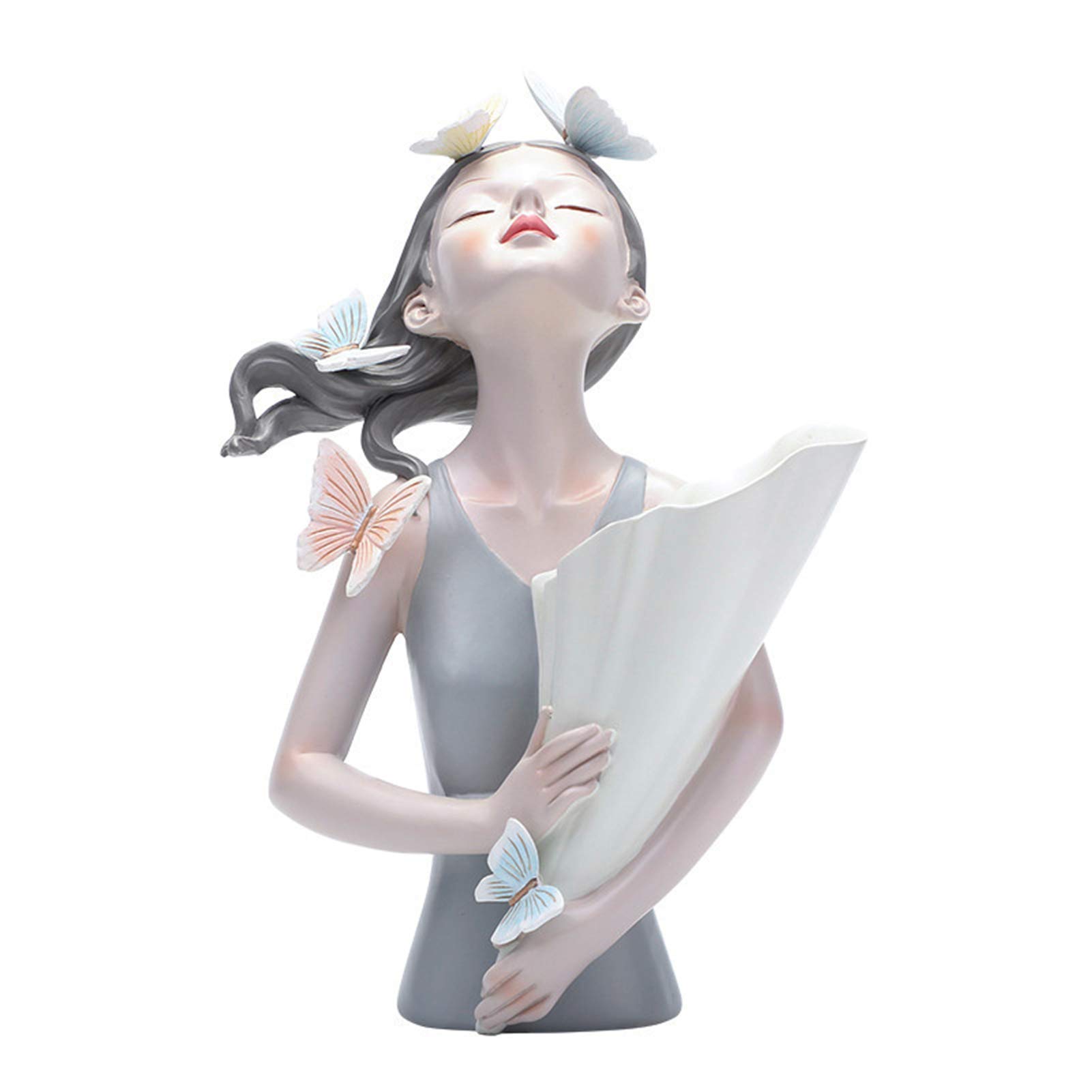 VELIHOME Butterfly Girl Vase Sculpture - Modern Home Decor for Living Room, Bedroom & Office | Elegant Countertop Vase Gift for Women, Housewarming & Wedding Decor | Perfect for Boho, Farmhouse & Contemporary Interior Design Styles