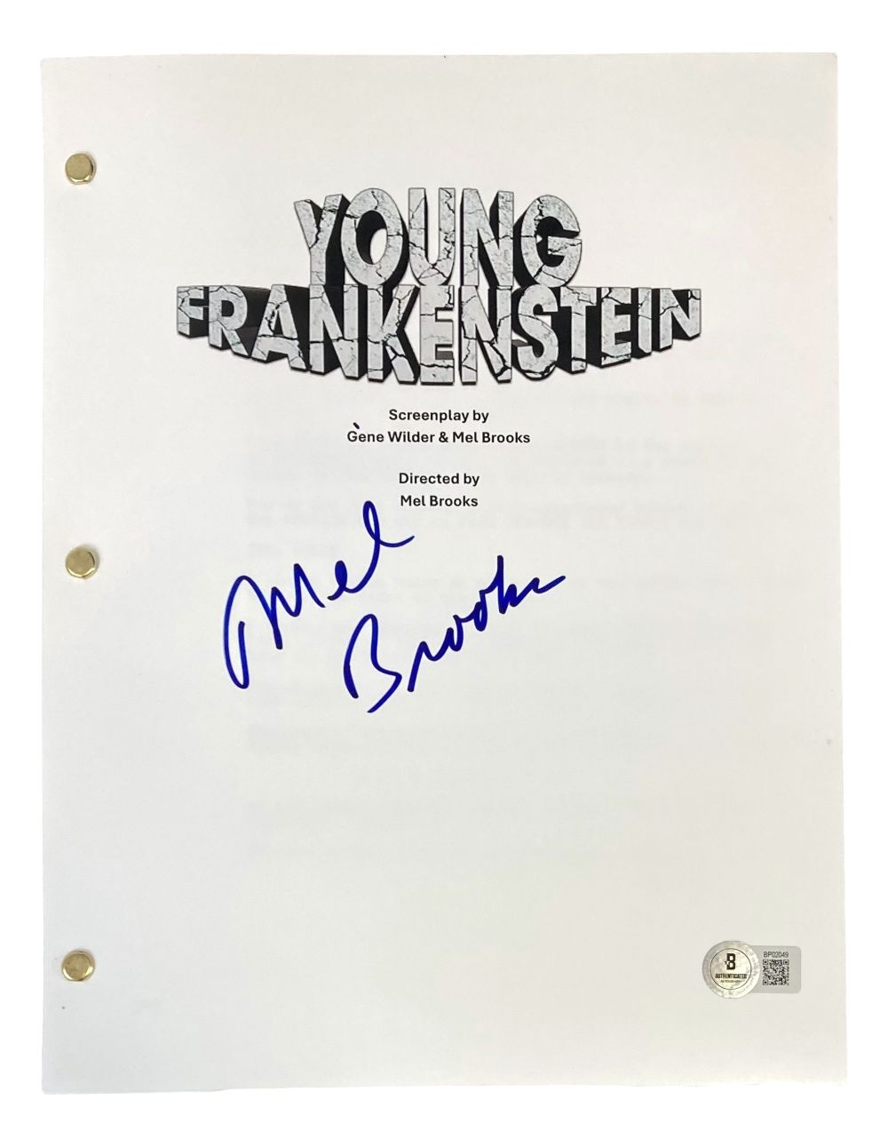 Mel Brooks Signed Young Frankenstein Original Movie Script - Authentic Collectible Memorabilia for Film Buffs & Comedy Fans - Perfect for Display in Home Theater or Man Cave