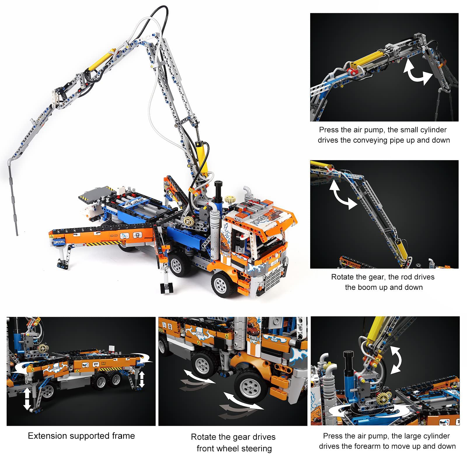 Mould King 2098Pcs Concrete Pump Truck Building Set - STEM Construction Toy for Kids Ages 8-12, Educational Engineering Model Kit for Boys & Girls | Perfect for Birthday Gifts & Creative Playtime