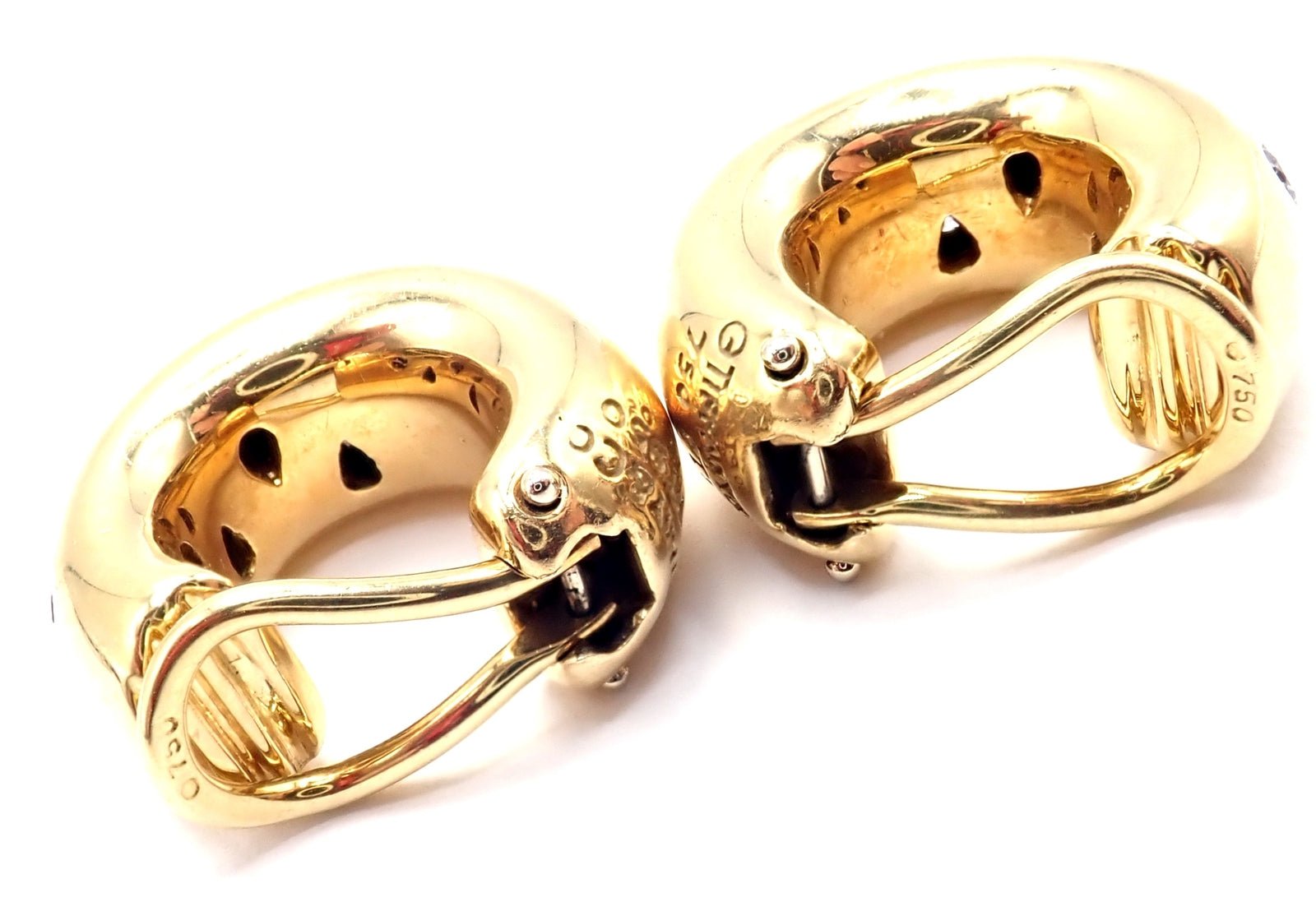Authentic Tiffany & Co 18k Yellow Gold Platinum Diamond Etoile Hoop Earrings - Luxury Jewelry for Women, Perfect for Weddings, Parties & Special Occasions