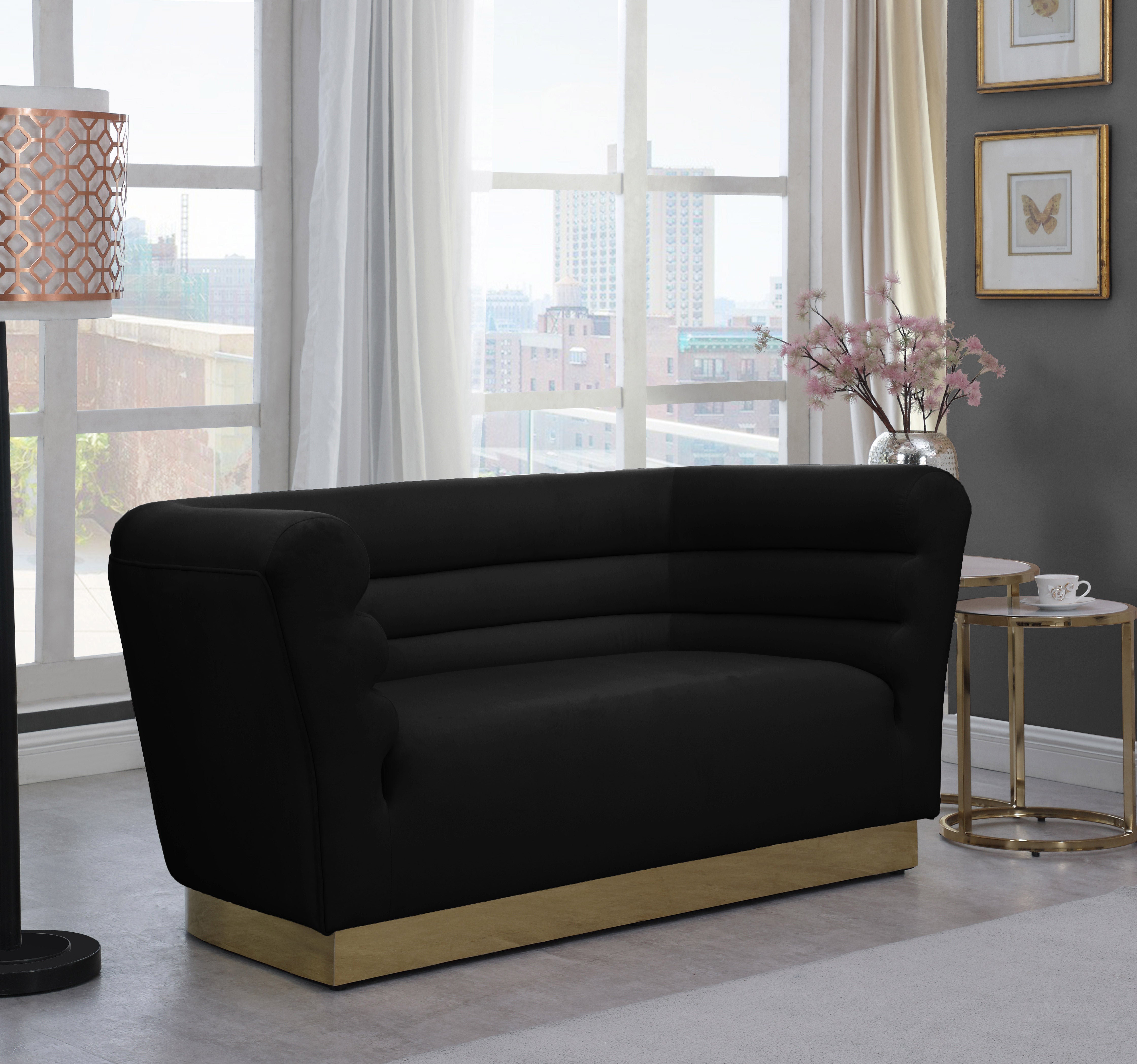 Bellini Velvet Loveseat - Modern Small Sofa for Living Room, Apartment & Office | Soft Upholstered 2-Seater Couch with Sturdy Wooden Legs | Perfect for Cozy Spaces, Small Homes & Reading Nooks