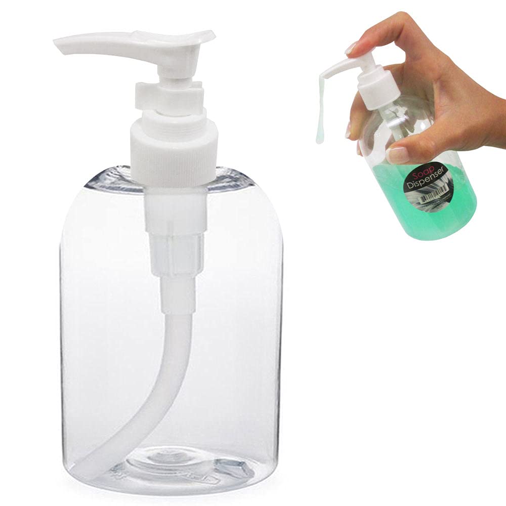 Refillable 11oz Plastic Liquid Soap Dispenser Pump Bottle - Empty Lotion & Cream Container for Bathroom, Kitchen & Travel Use