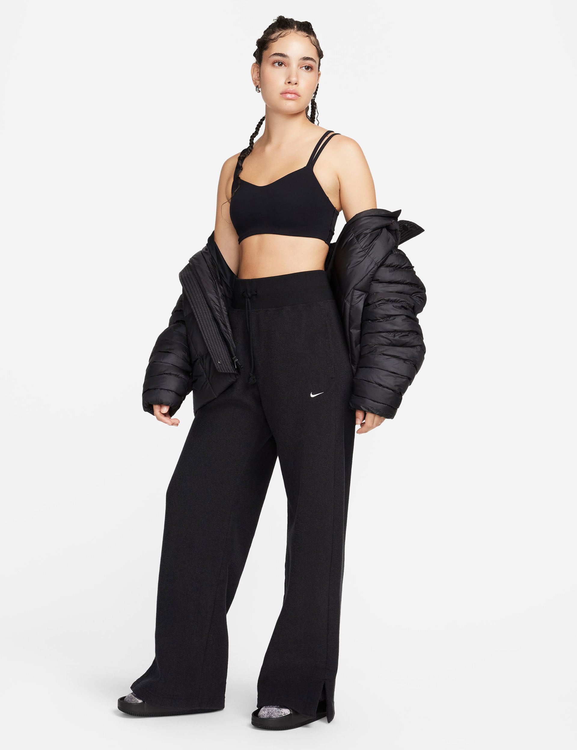 Phoenix Plush Wide Leg Fleece Sweatpants for Women - Soft Athletic Lounge Pants in Black/Sail | Comfortable Sportswear for Yoga, Running & Casual Wear