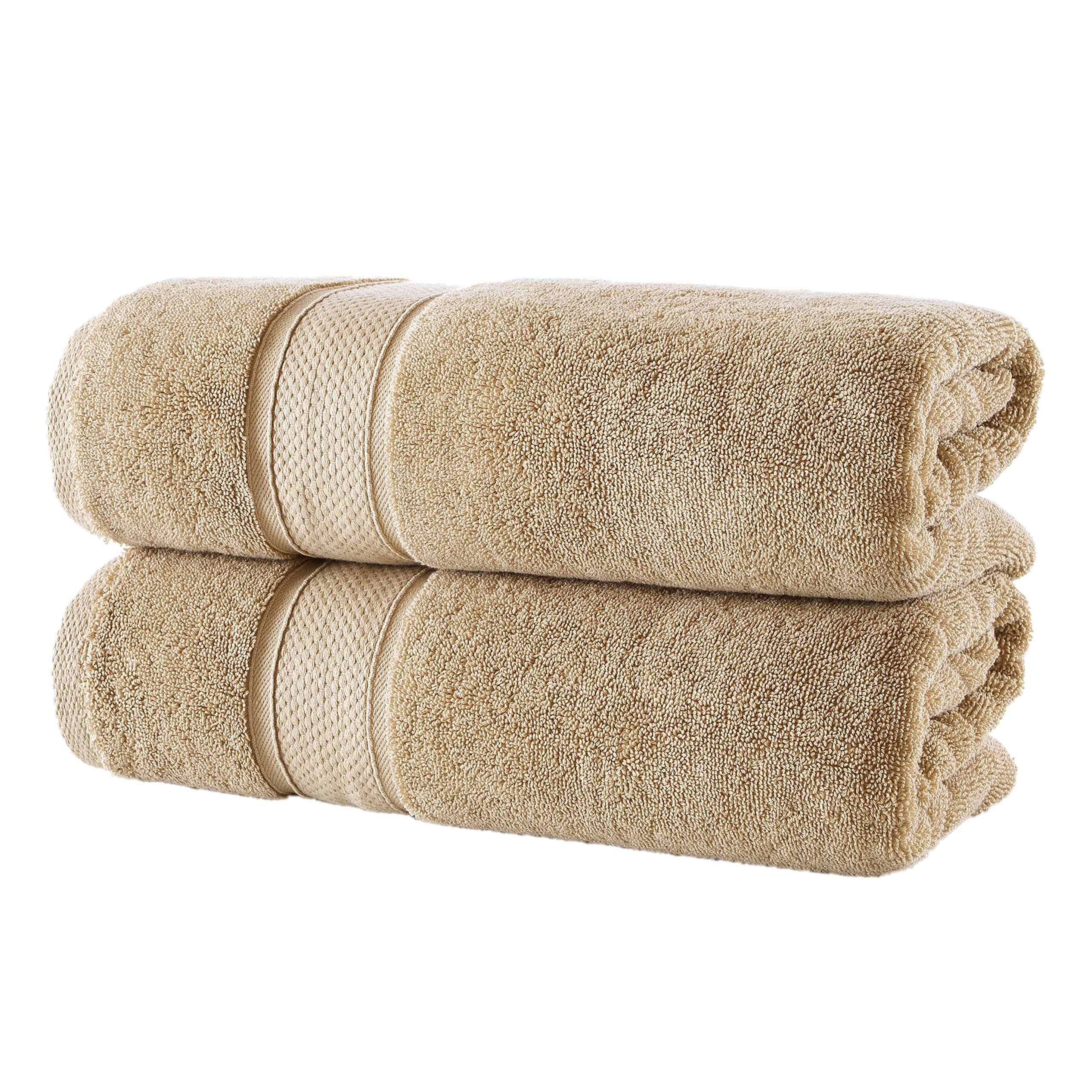 Premium Turkish Cotton Bath Towel Set - 2-Piece Hotel Quality Luxury Linen for Spa & Bathroom (Warmsand Beige) | Soft, Absorbent & Quick-Drying for Beach, Pool & Home Use
