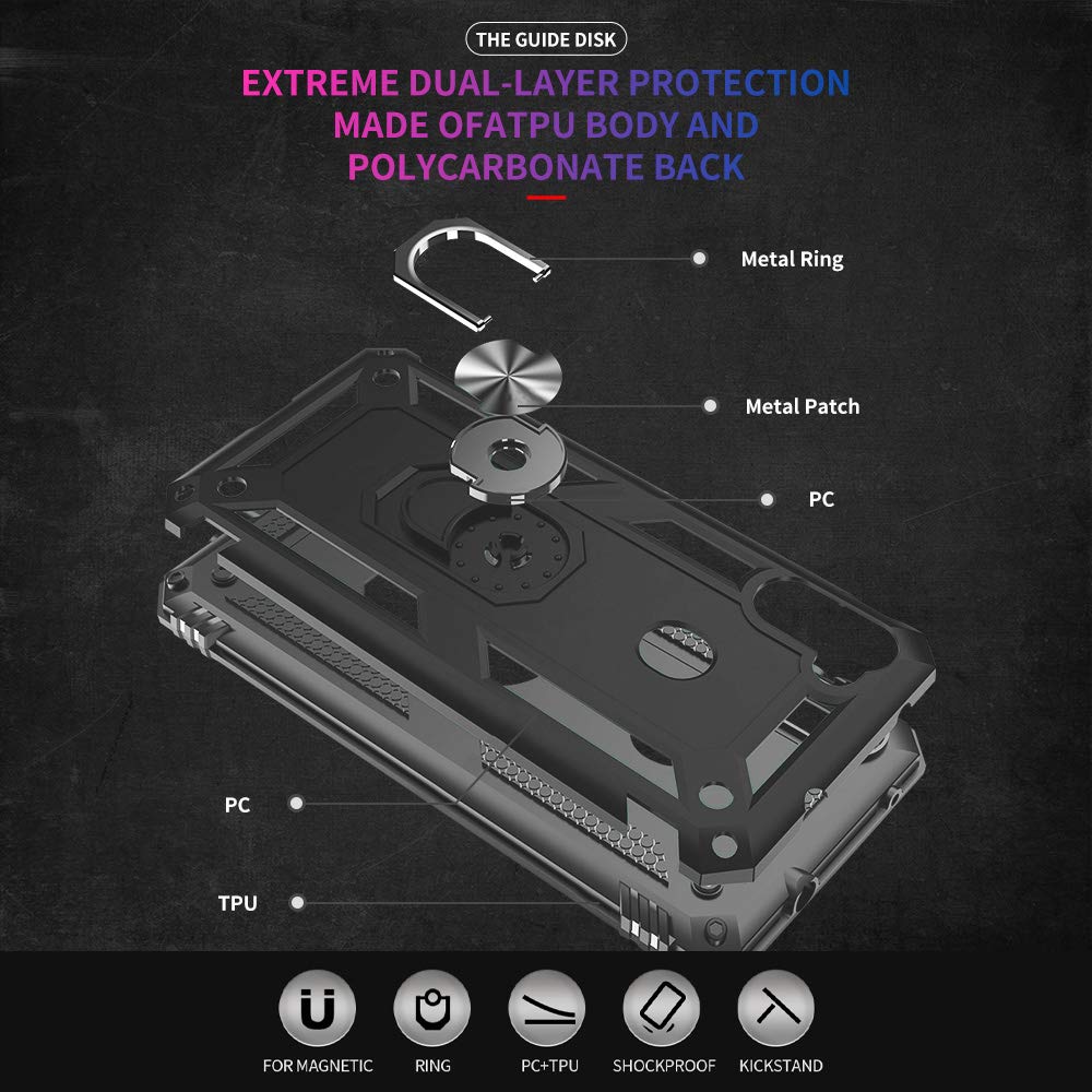 Samsung Galaxy A11 Phone Case with Screen Protector - Military Grade Shockproof Protective Cover with Ring Stand, Anti-Scratch & Drop Protection for Samsung A11 (Black) - Perfect for Outdoor Activities, Travel & Daily Use