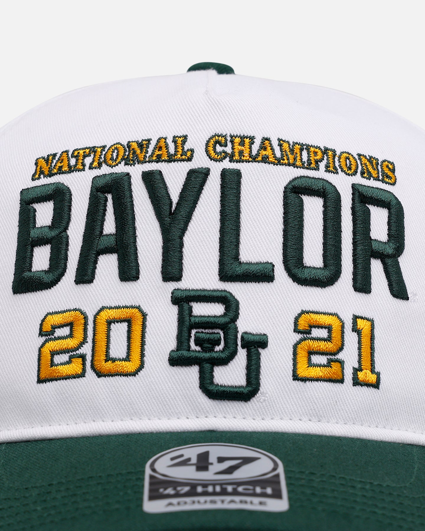 47 Brand Baylor Bears 2021 March Madness Snapback Hat - White and Green Adjustable Baseball Cap for Men and Women, Perfect for NCAA Basketball Games, Sports Events, and Casual Wear
