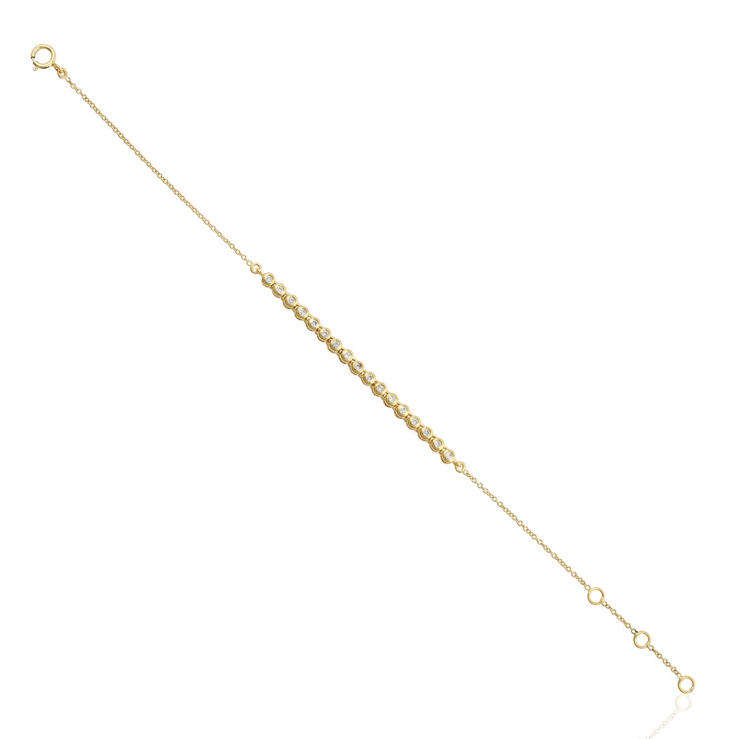 18K Solid Gold Bezel Set Diamond Bracelet - Flexible & Fixed Designer Jewelry for Women, Perfect Gift for Anniversary, Wedding & Special Occasions