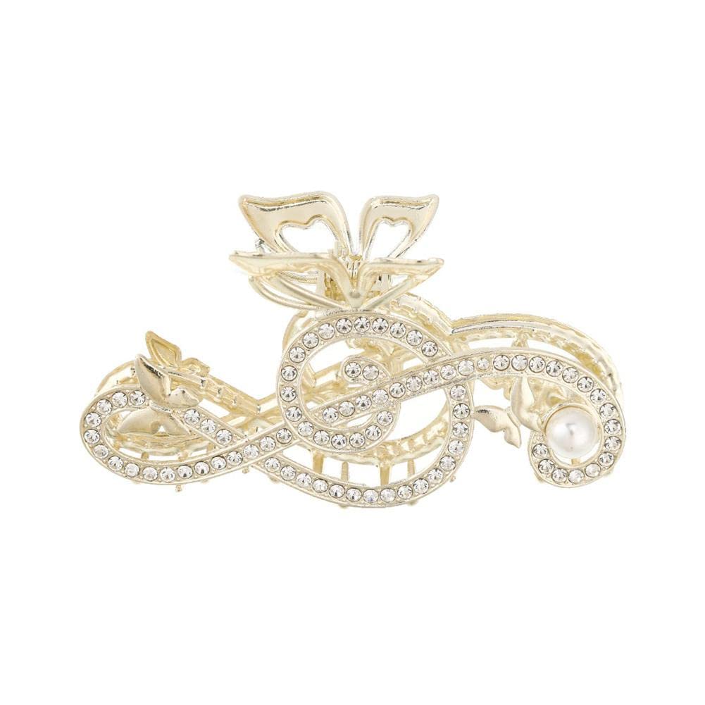 Large Metal Hair Claw Clips with Music Note Design - Crystal Rhinestone Jaw Clamp Barrettes for Thick Long Hair | Non-Slip Strong Hold Hair Clips for Women | Perfect for Concerts, Weddings & Everyday Styling