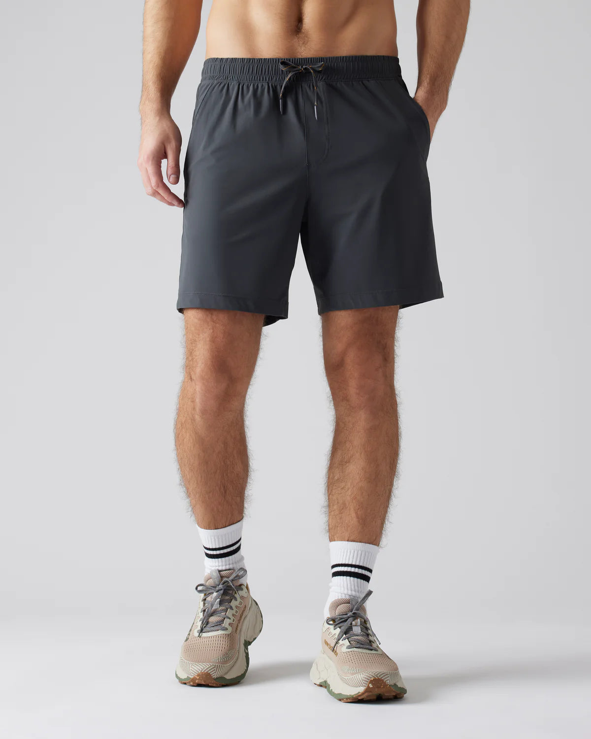 Rhone Men's 7 Inch Pursuit Lined Shorts - Comfortable Athletic Running & Gym Shorts in Asphalt Color for Workout, Training & Casual Wear