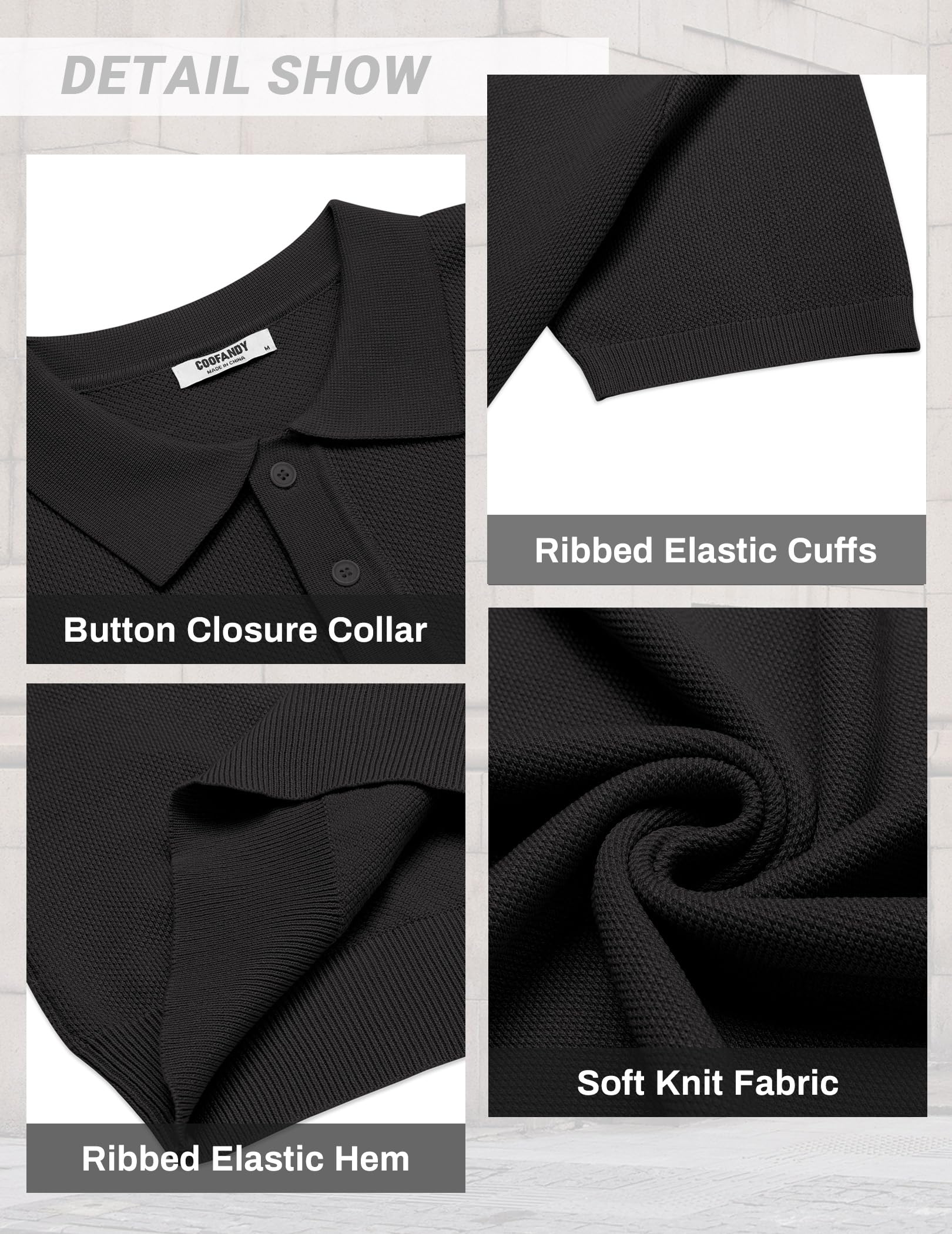 COOFANDY Men's Classic Fit Knit Polo Shirt - Short Sleeve Textured Casual Golf Shirt with Collar | Perfect for Golf, Office & Summer Outings